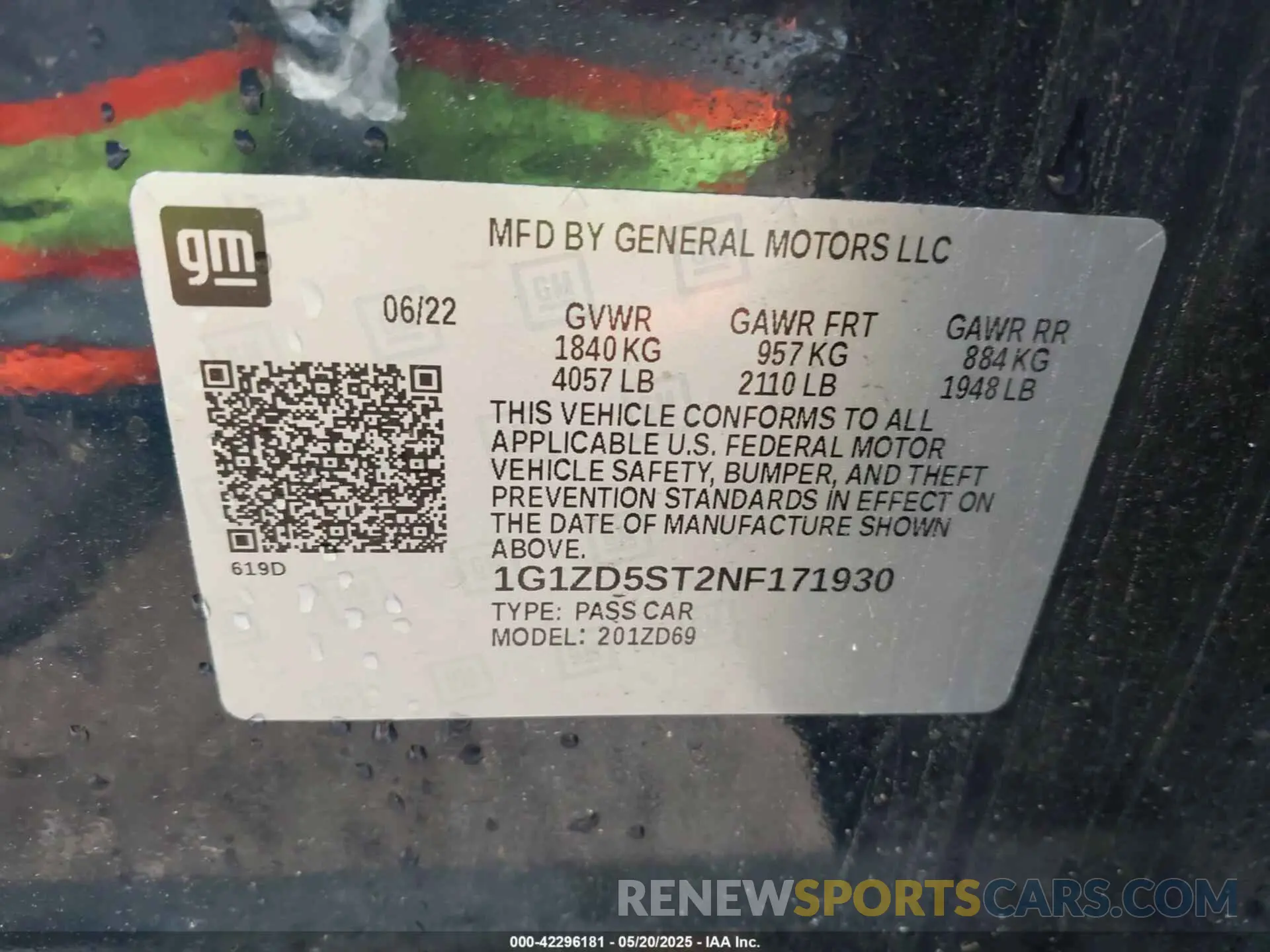 9 Photograph of a damaged car 1G1ZD5ST2NF171930 CHEVROLET MALIBU 2022
