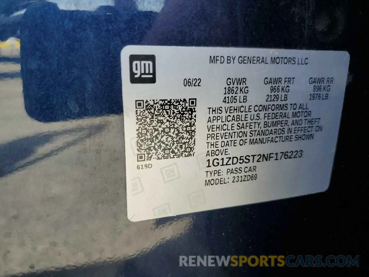 12 Фотография поврежденного автомобиля 1G1ZD5ST2NF176223 CHEVROLET MALIBU 2022