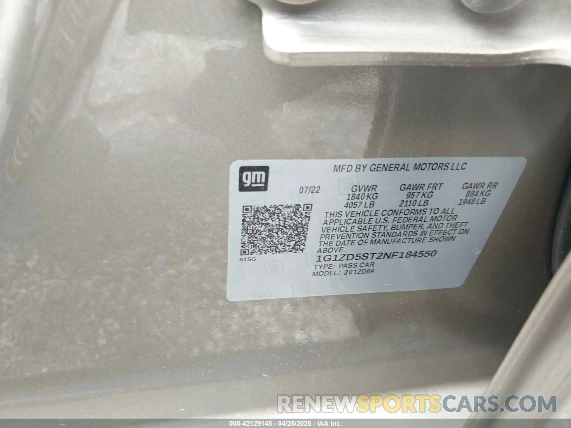 9 Фотография поврежденного автомобиля 1G1ZD5ST2NF184550 CHEVROLET MALIBU 2022