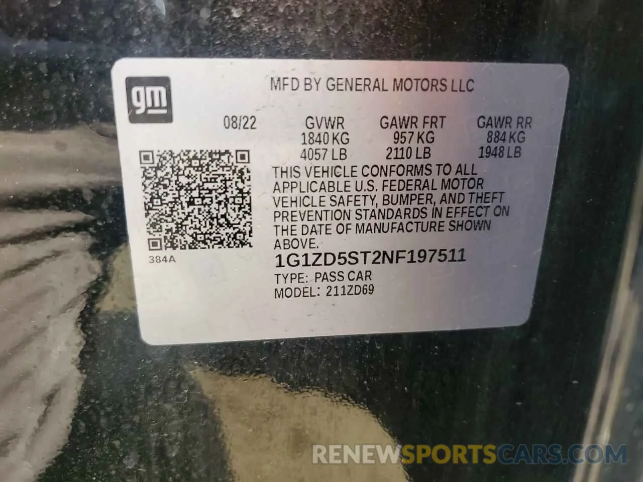 12 Фотография поврежденного автомобиля 1G1ZD5ST2NF197511 CHEVROLET MALIBU 2022