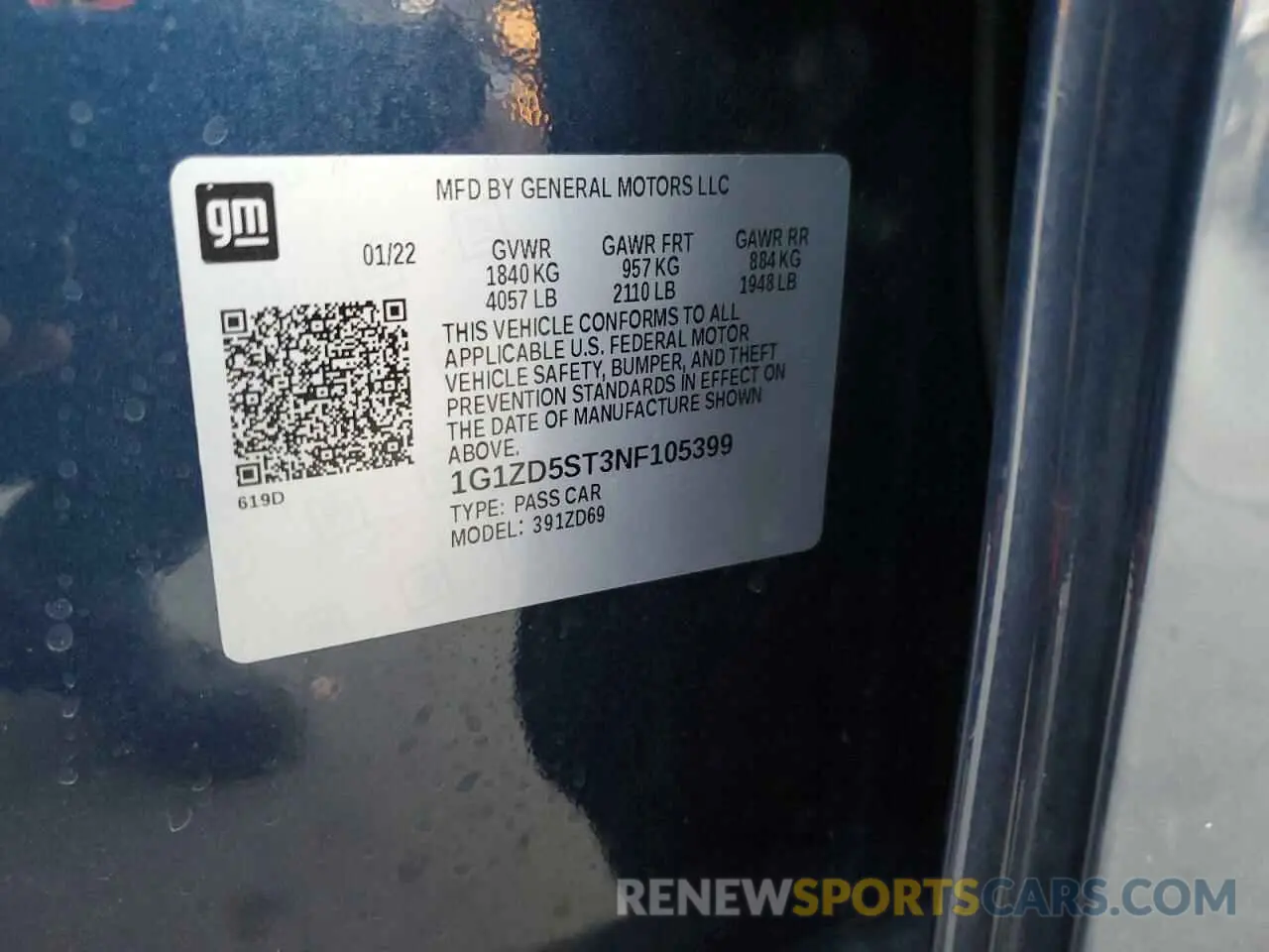 14 Photograph of a damaged car 1G1ZD5ST3NF105399 CHEVROLET MALIBU 2022