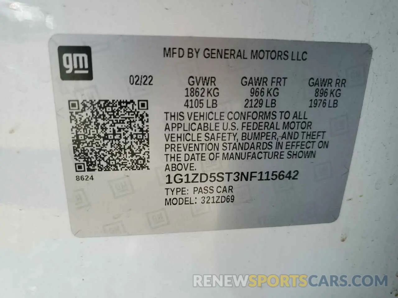 12 Photograph of a damaged car 1G1ZD5ST3NF115642 CHEVROLET MALIBU 2022