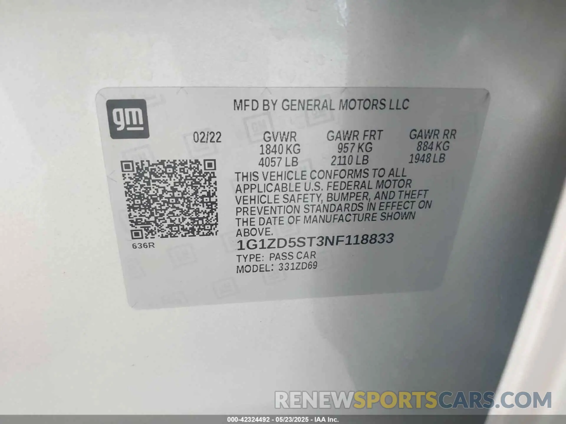 9 Photograph of a damaged car 1G1ZD5ST3NF118833 CHEVROLET MALIBU 2022