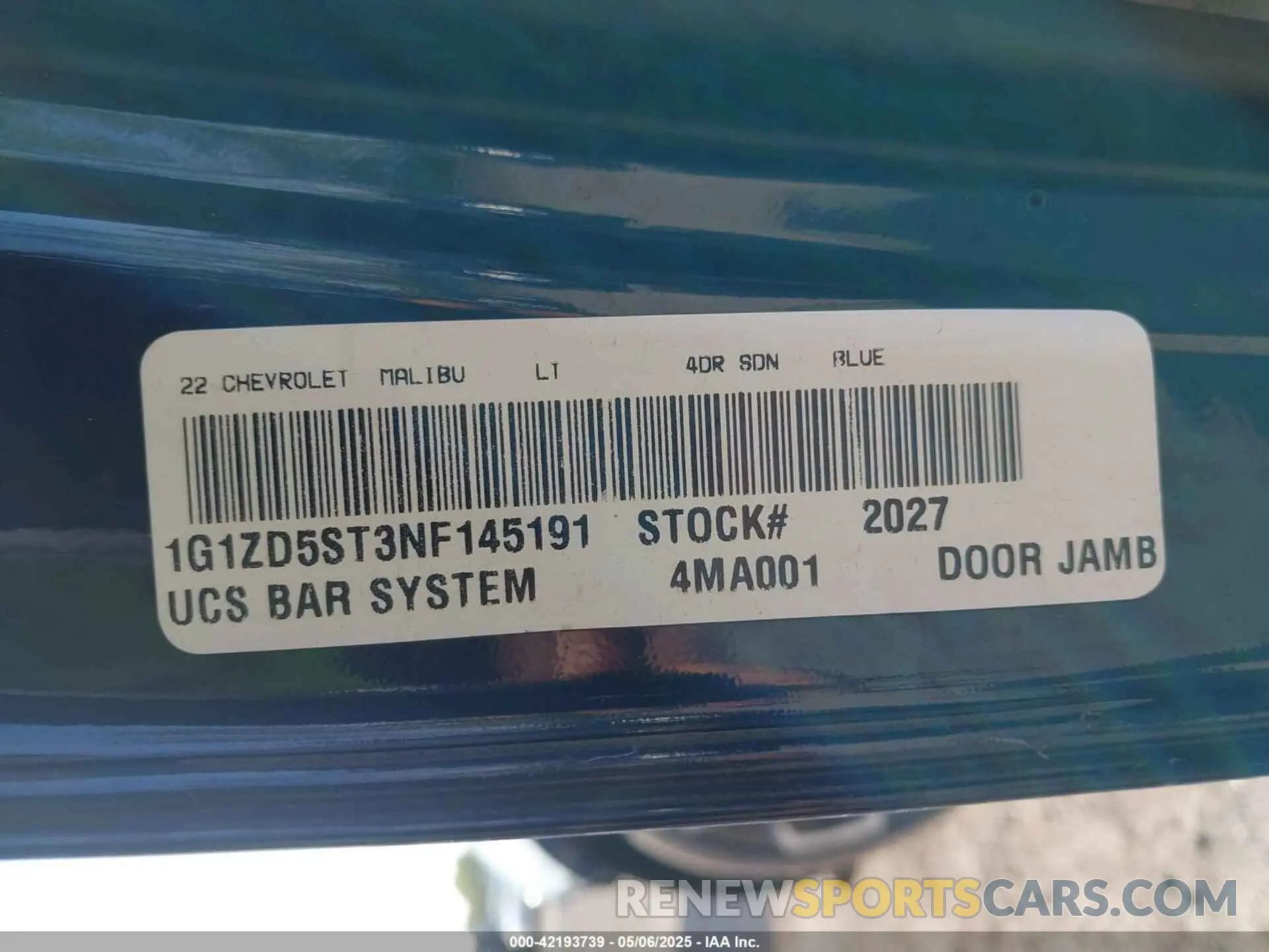 9 Photograph of a damaged car 1G1ZD5ST3NF145191 CHEVROLET MALIBU 2022