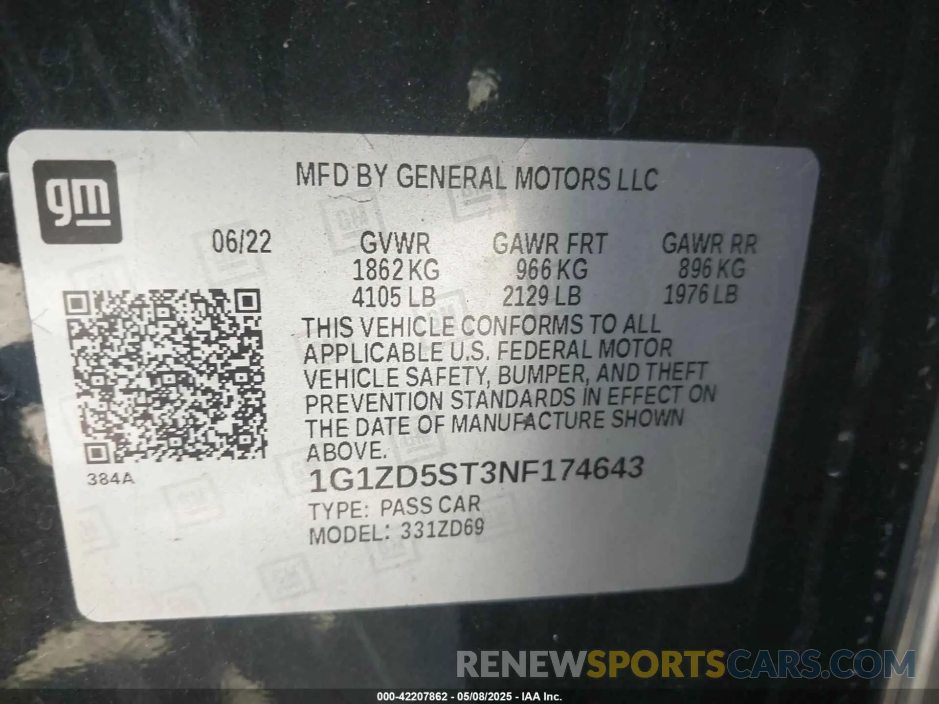 9 Photograph of a damaged car 1G1ZD5ST3NF174643 CHEVROLET MALIBU 2022