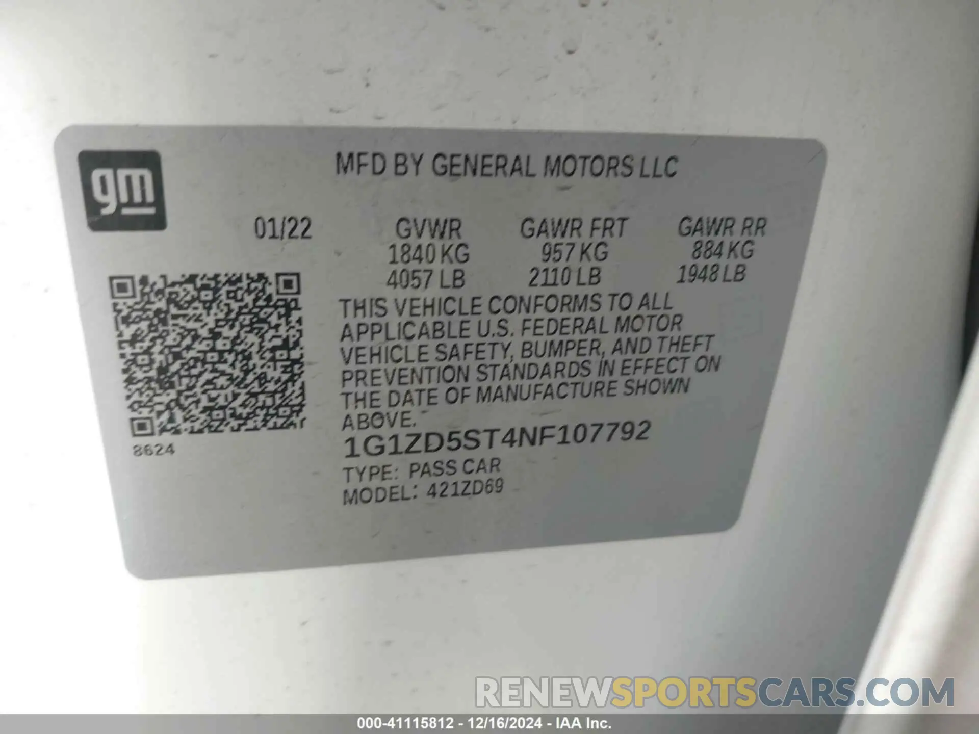 9 Фотография поврежденного автомобиля 1G1ZD5ST4NF107792 CHEVROLET MALIBU 2022