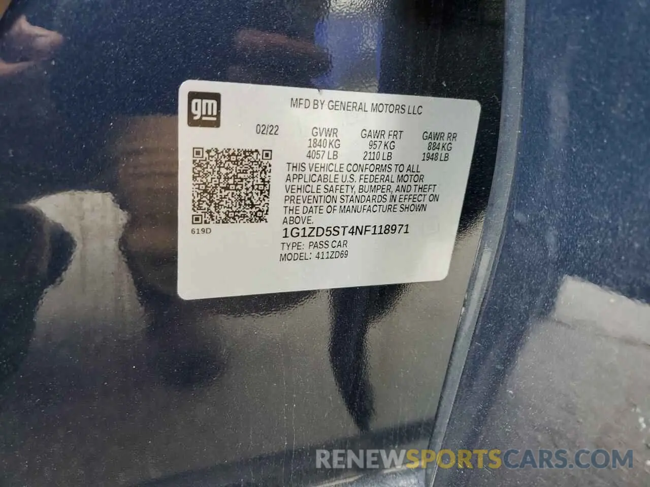 12 Photograph of a damaged car 1G1ZD5ST4NF118971 CHEVROLET MALIBU 2022