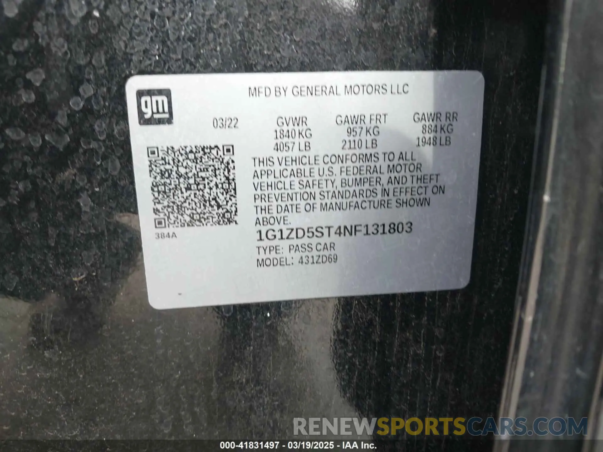 9 Photograph of a damaged car 1G1ZD5ST4NF131803 CHEVROLET MALIBU 2022