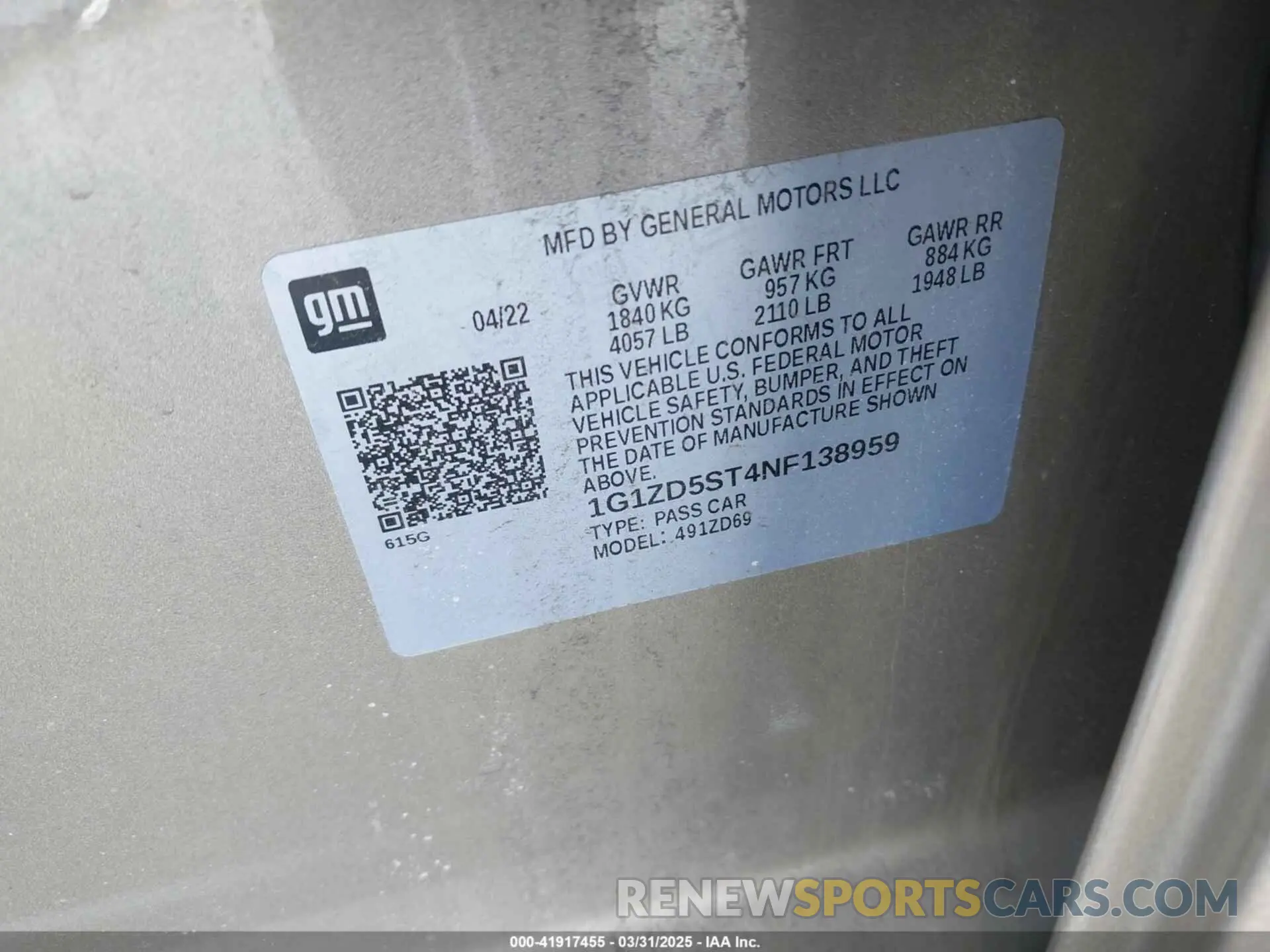 9 Photograph of a damaged car 1G1ZD5ST4NF138959 CHEVROLET MALIBU 2022