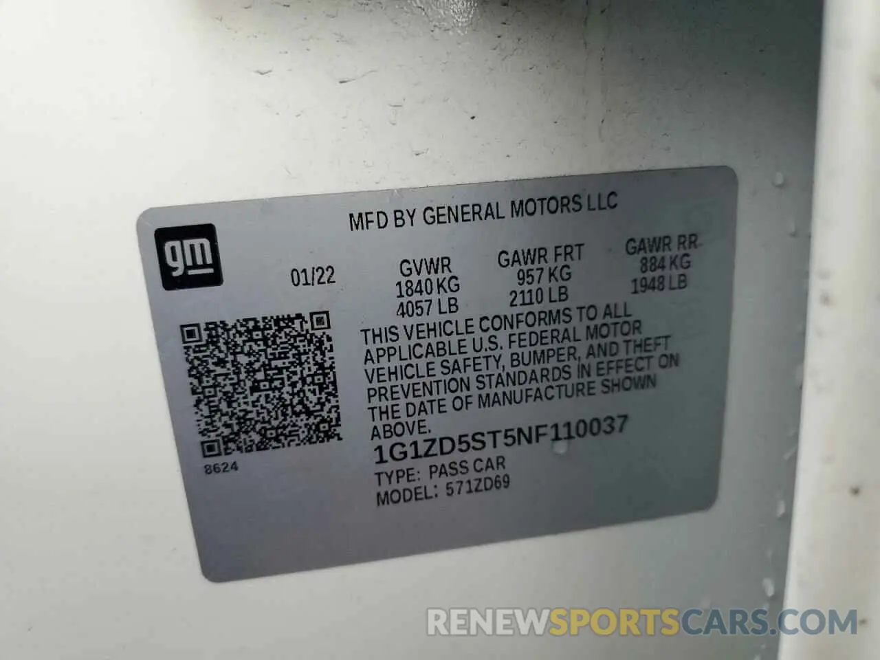 13 Photograph of a damaged car 1G1ZD5ST5NF110037 CHEVROLET MALIBU 2022