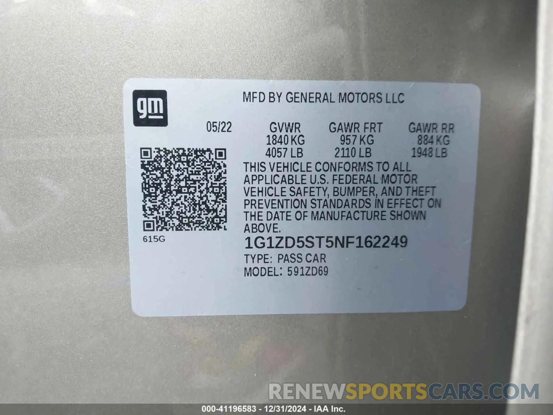 9 Фотография поврежденного автомобиля 1G1ZD5ST5NF162249 CHEVROLET MALIBU 2022