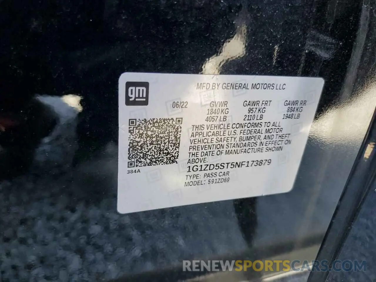 15 Photograph of a damaged car 1G1ZD5ST5NF173879 CHEVROLET MALIBU 2022