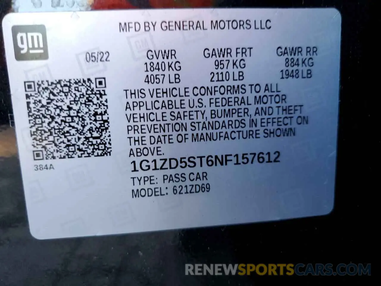 12 Photograph of a damaged car 1G1ZD5ST6NF157612 CHEVROLET MALIBU 2022