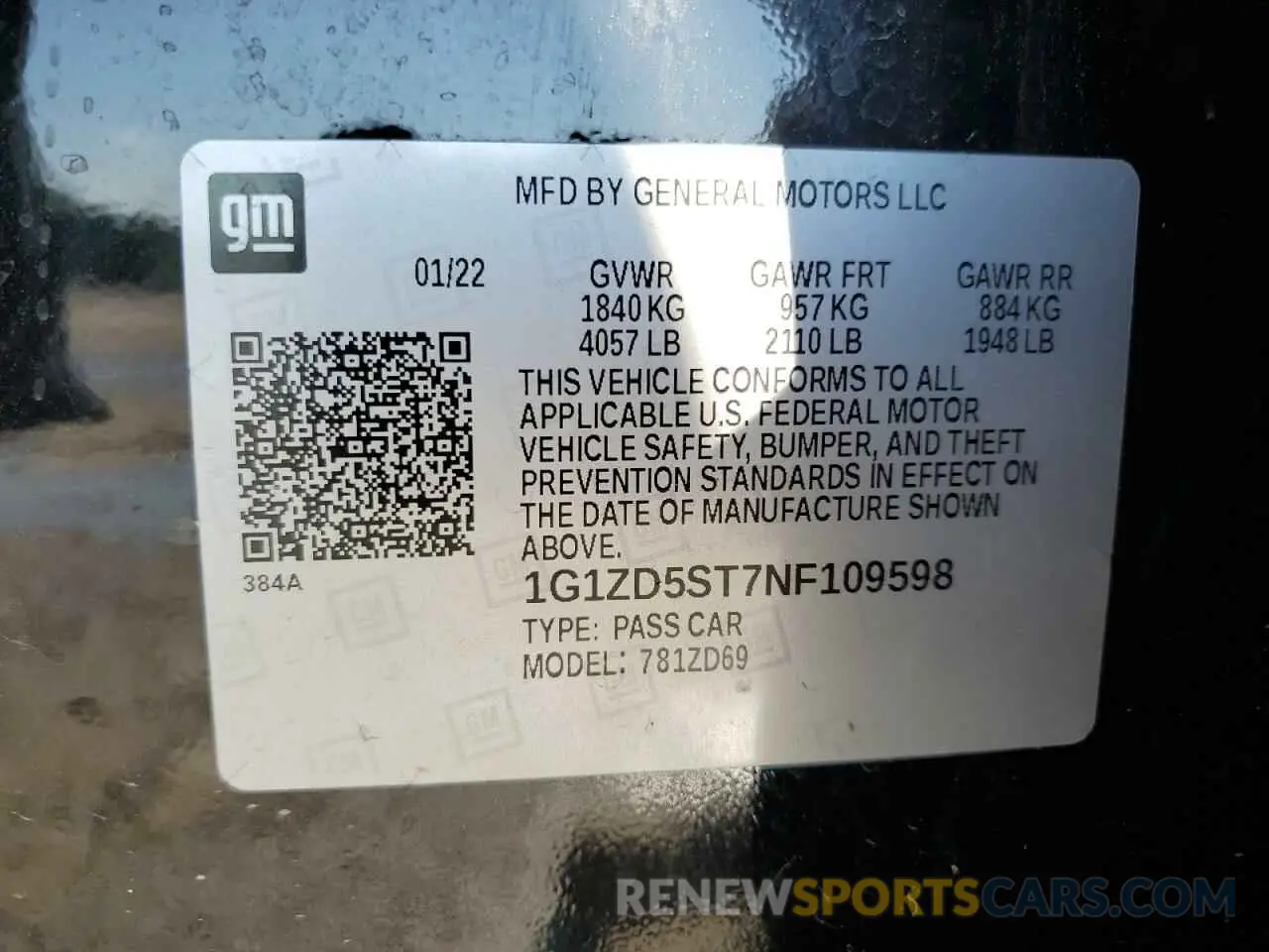13 Photograph of a damaged car 1G1ZD5ST7NF109598 CHEVROLET MALIBU 2022