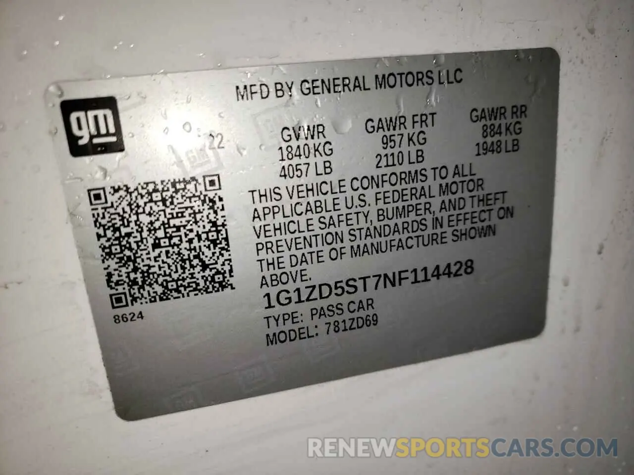 12 Фотография поврежденного автомобиля 1G1ZD5ST7NF114428 CHEVROLET MALIBU 2022