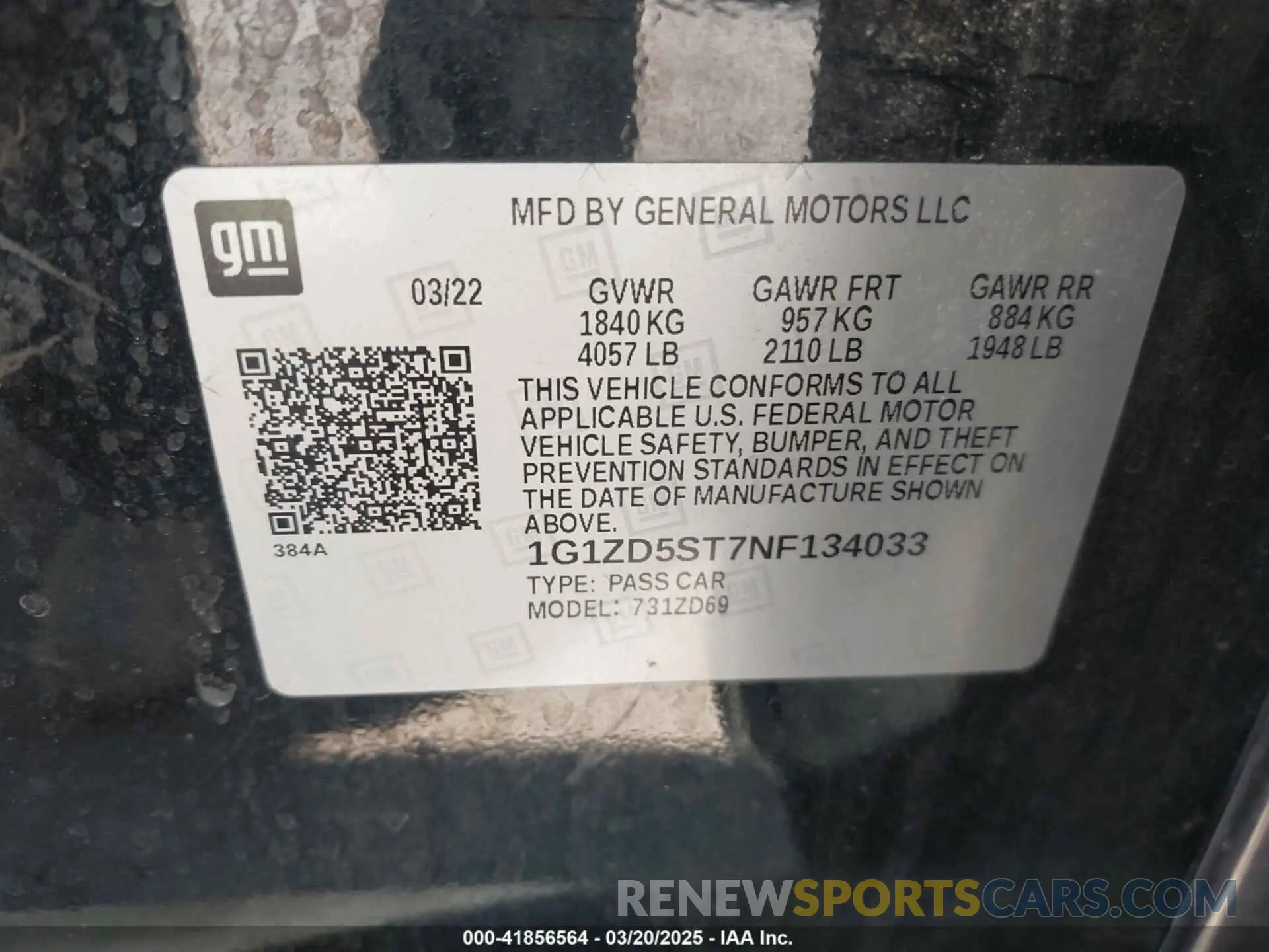 9 Photograph of a damaged car 1G1ZD5ST7NF134033 CHEVROLET MALIBU 2022