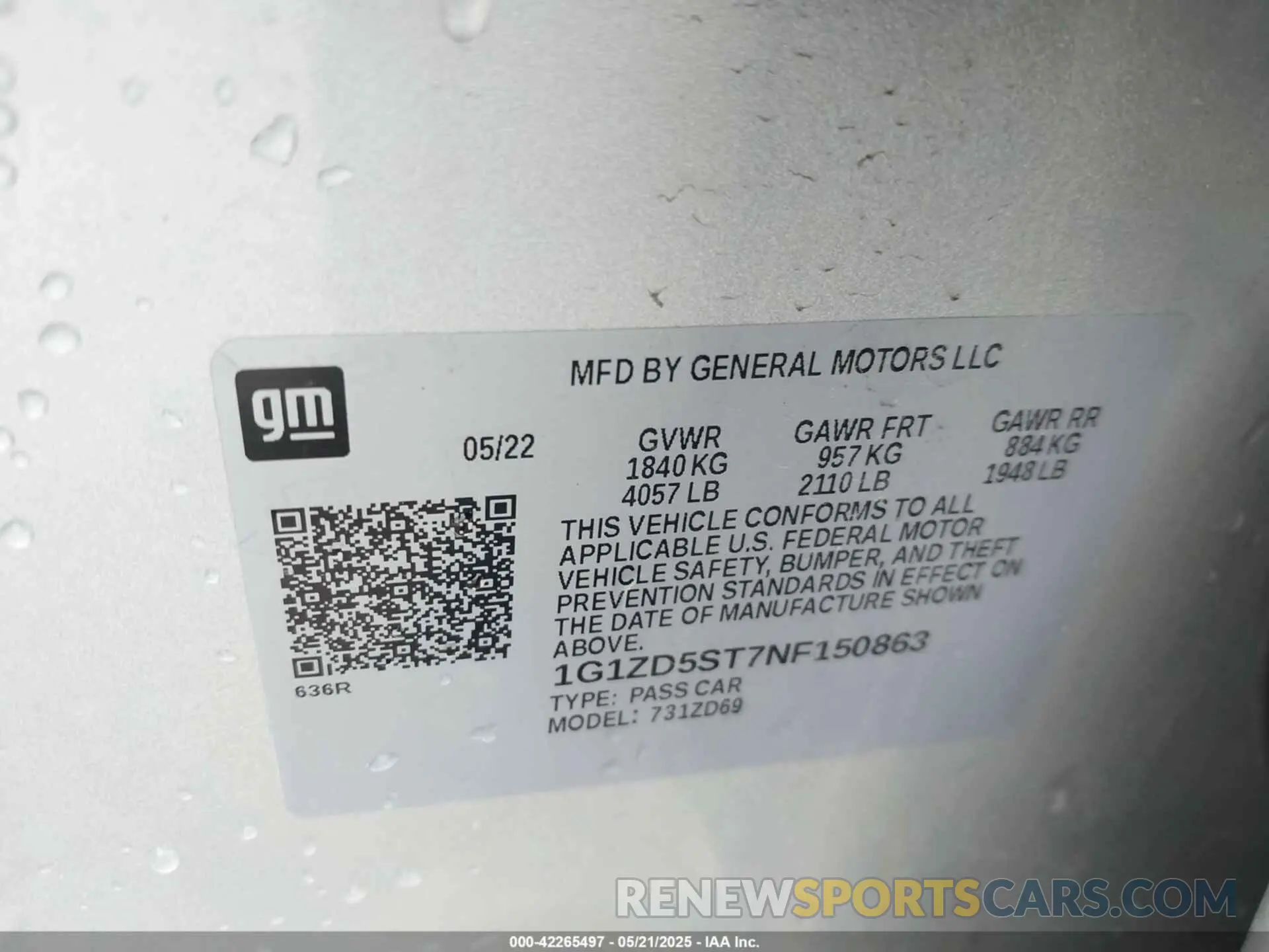 9 Фотография поврежденного автомобиля 1G1ZD5ST7NF150863 CHEVROLET MALIBU 2022