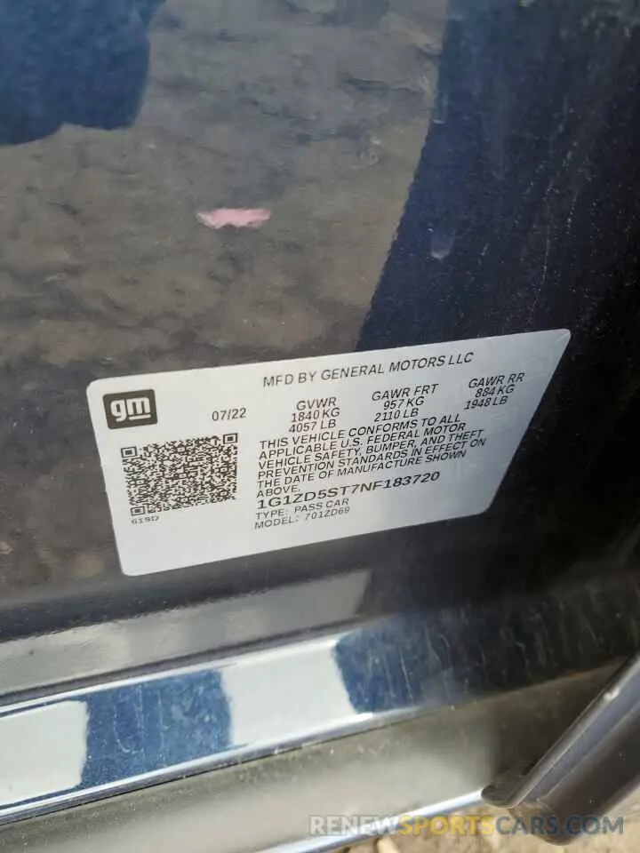 12 Photograph of a damaged car 1G1ZD5ST7NF183720 CHEVROLET MALIBU 2022