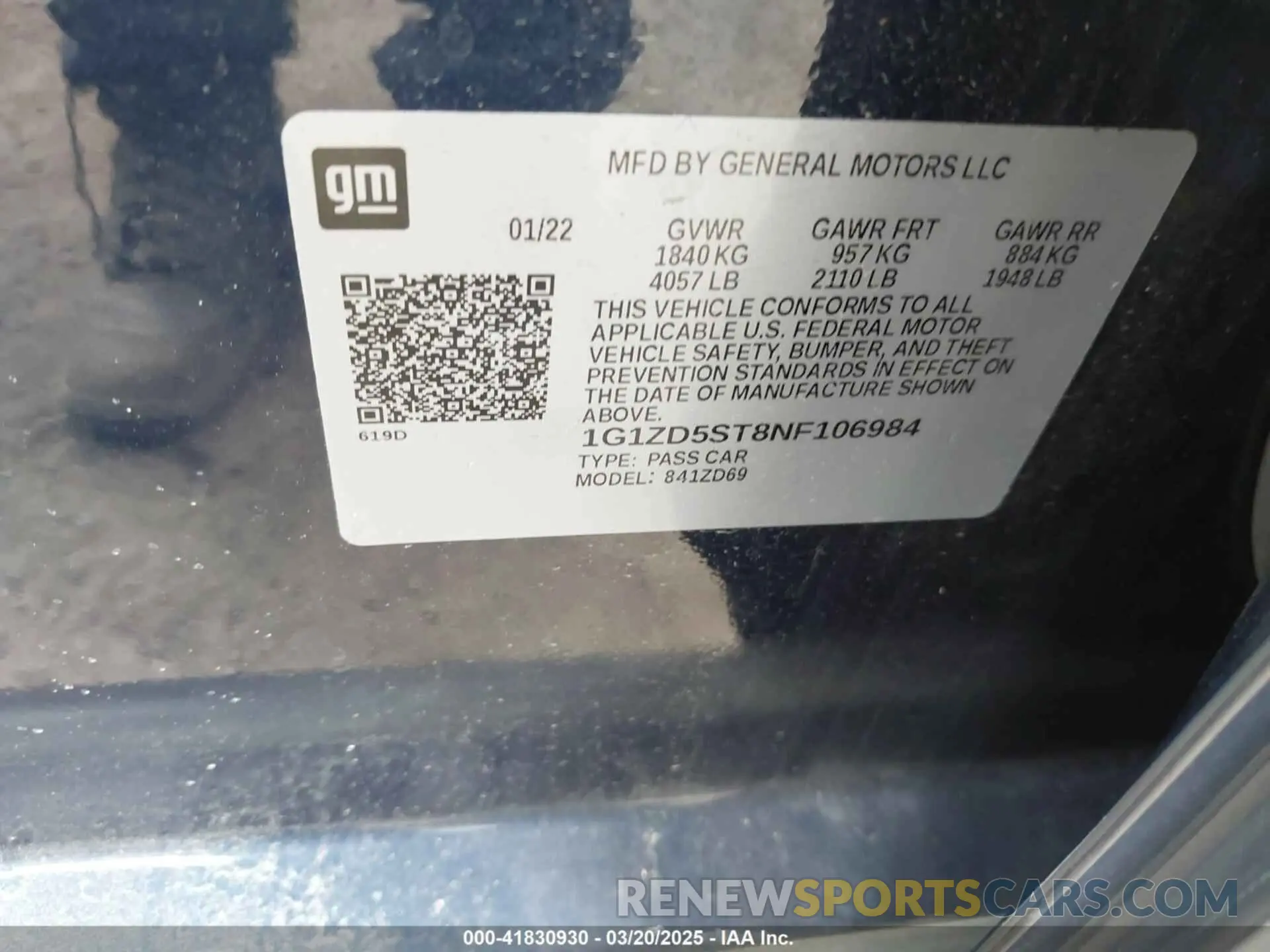 9 Фотография поврежденного автомобиля 1G1ZD5ST8NF106984 CHEVROLET MALIBU 2022