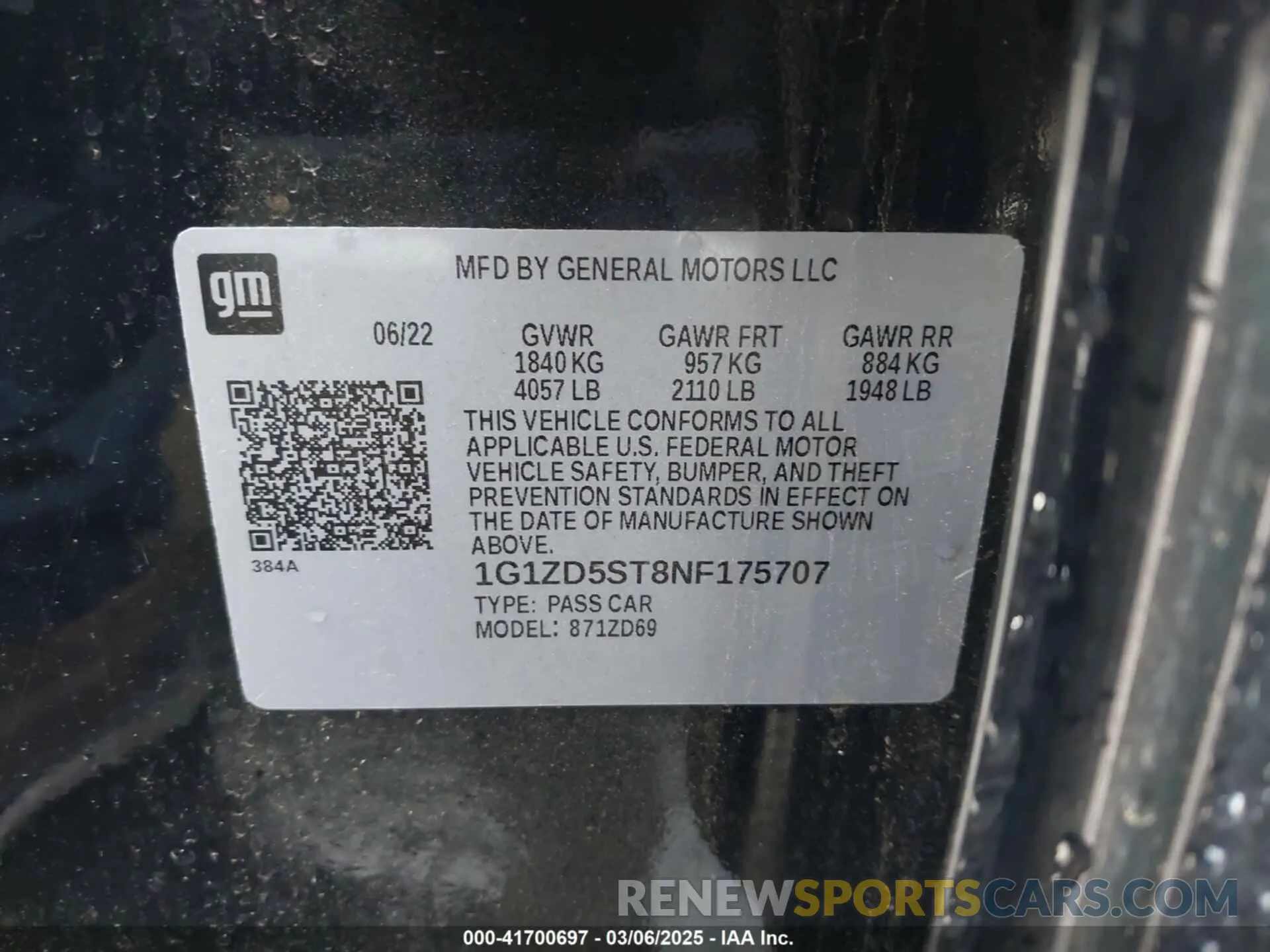 9 Фотография поврежденного автомобиля 1G1ZD5ST8NF175707 CHEVROLET MALIBU 2022