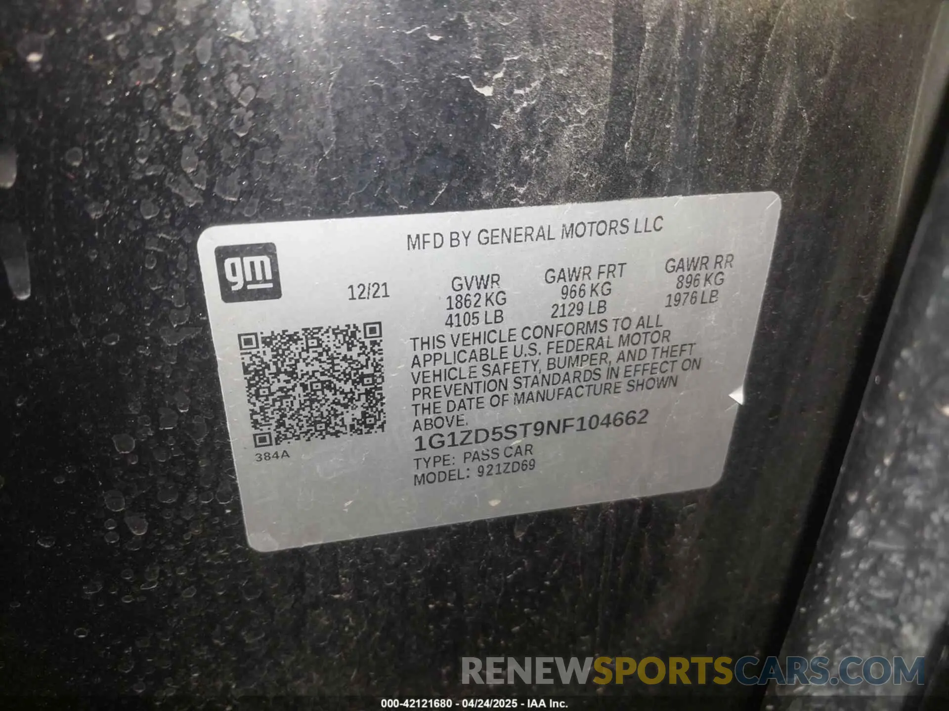 9 Photograph of a damaged car 1G1ZD5ST9NF104662 CHEVROLET MALIBU 2022