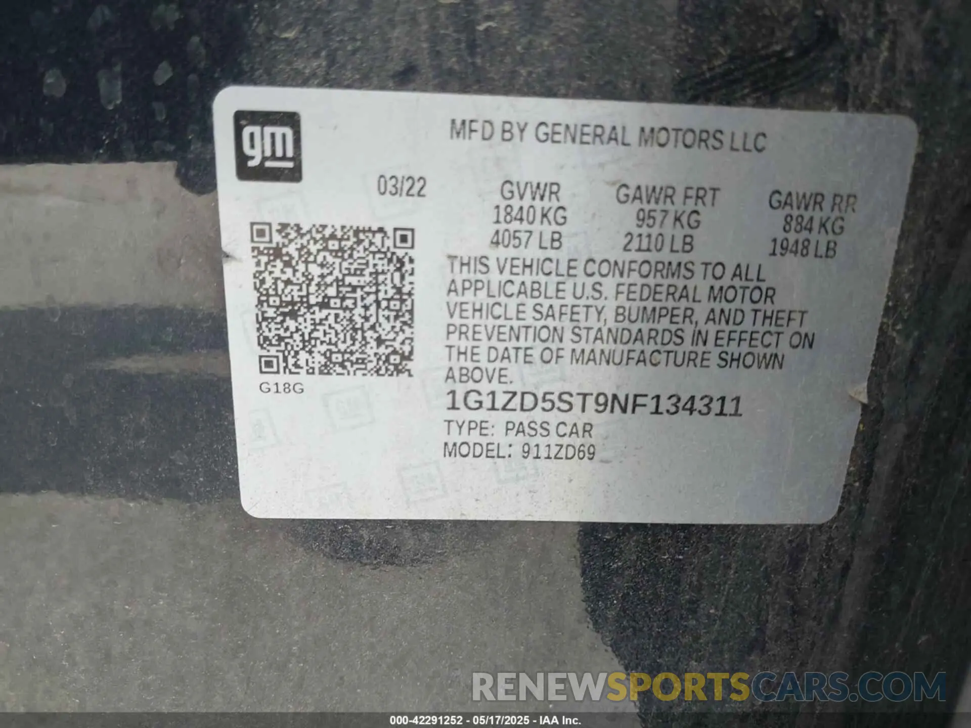 9 Photograph of a damaged car 1G1ZD5ST9NF134311 CHEVROLET MALIBU 2022