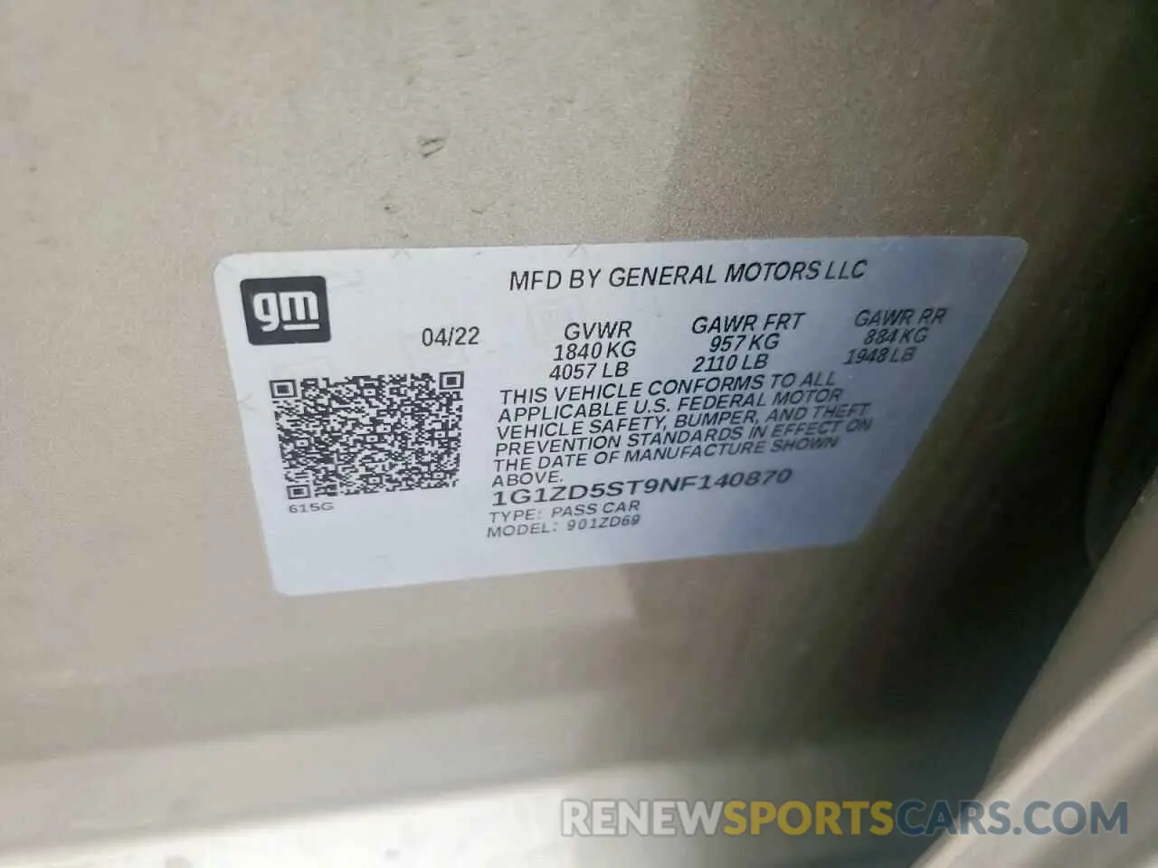 12 Фотография поврежденного автомобиля 1G1ZD5ST9NF140870 CHEVROLET MALIBU 2022
