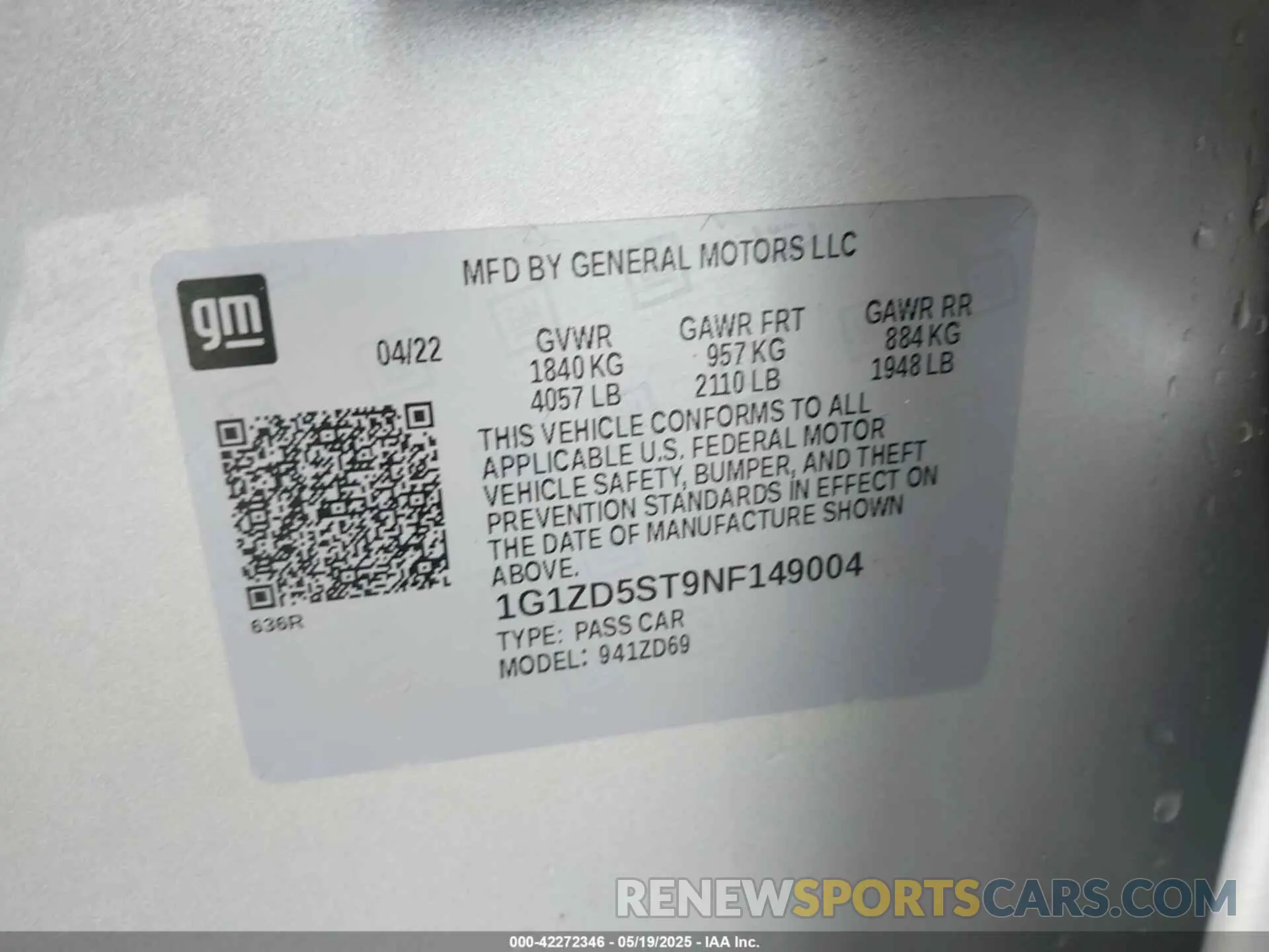 9 Photograph of a damaged car 1G1ZD5ST9NF149004 CHEVROLET MALIBU 2022