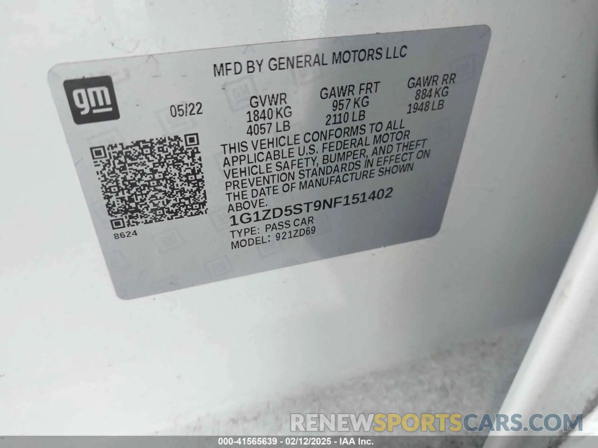 9 Photograph of a damaged car 1G1ZD5ST9NF151402 CHEVROLET MALIBU 2022