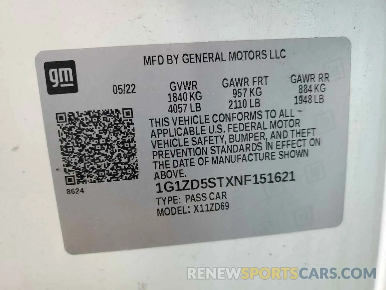 12 Photograph of a damaged car 1G1ZD5STXNF151621 CHEVROLET MALIBU 2022