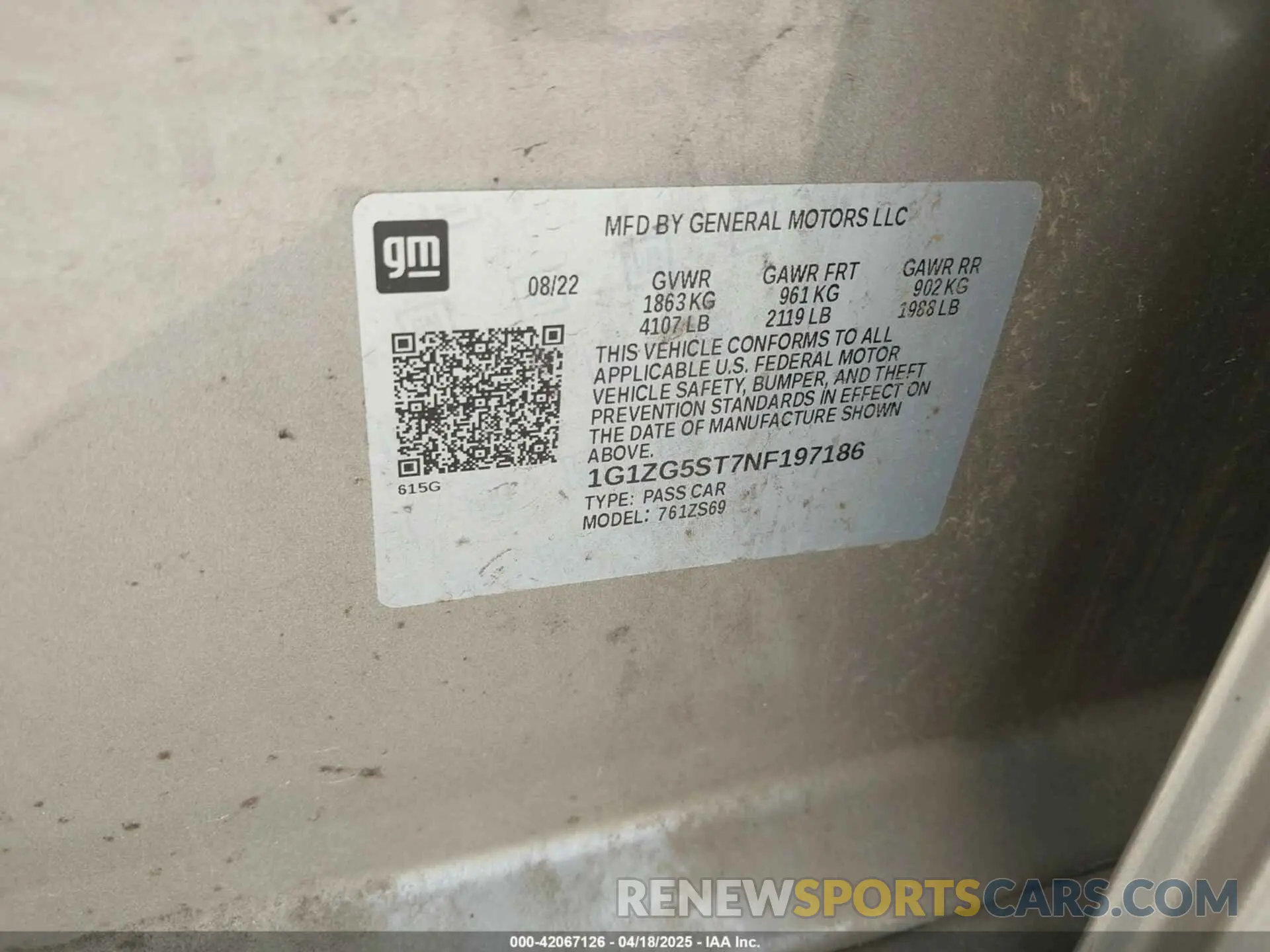9 Photograph of a damaged car 1G1ZG5ST7NF197186 CHEVROLET MALIBU 2022