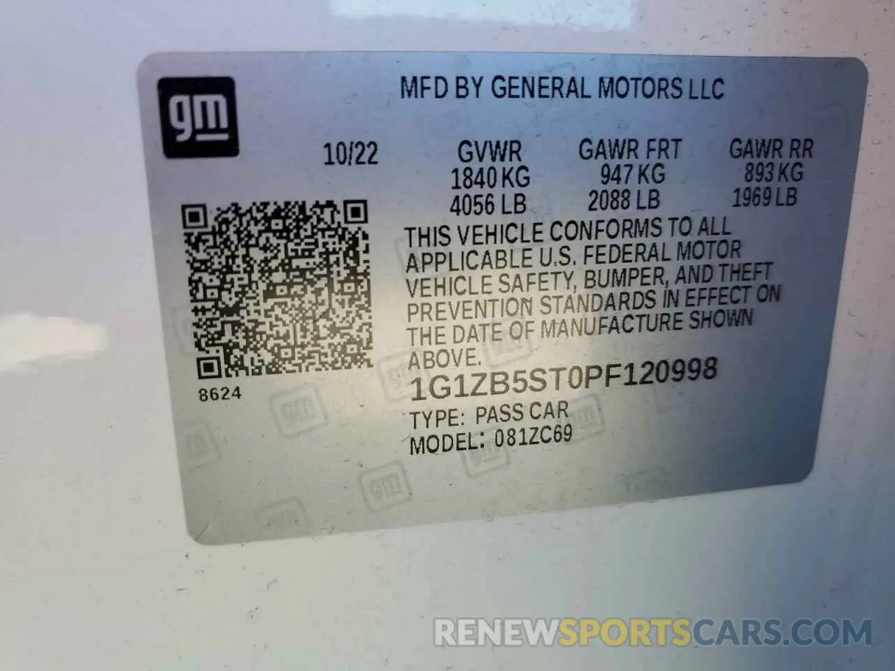 12 Фотография поврежденного автомобиля 1G1ZB5ST0PF120998 CHEVROLET MALIBU 2023