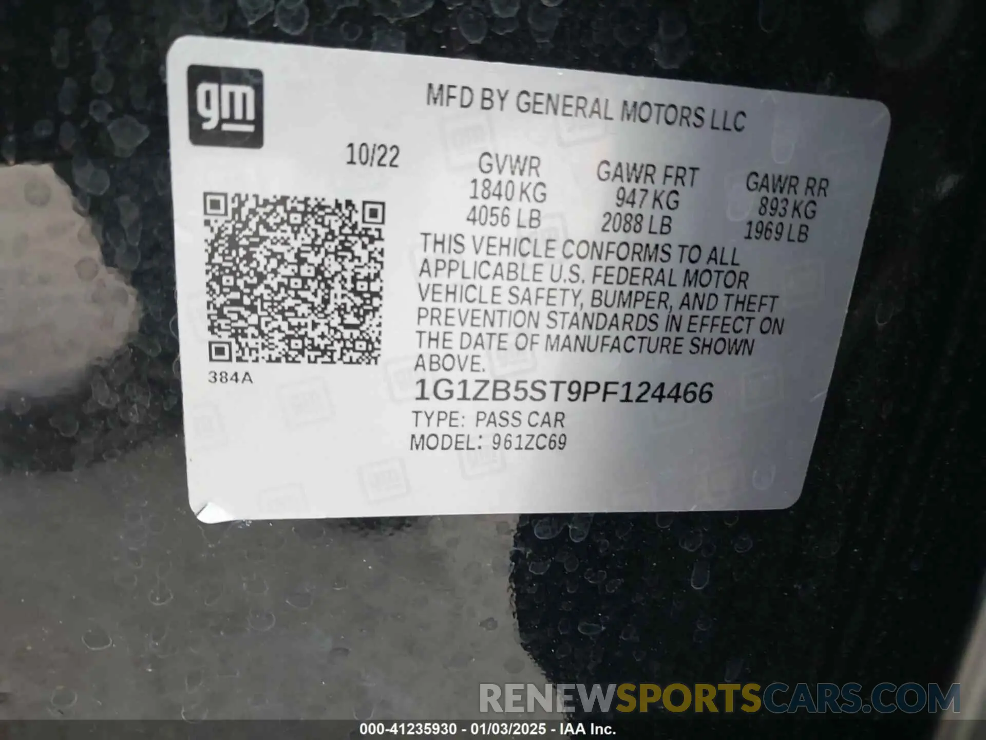 9 Photograph of a damaged car 1G1ZB5ST9PF124466 CHEVROLET MALIBU 2023