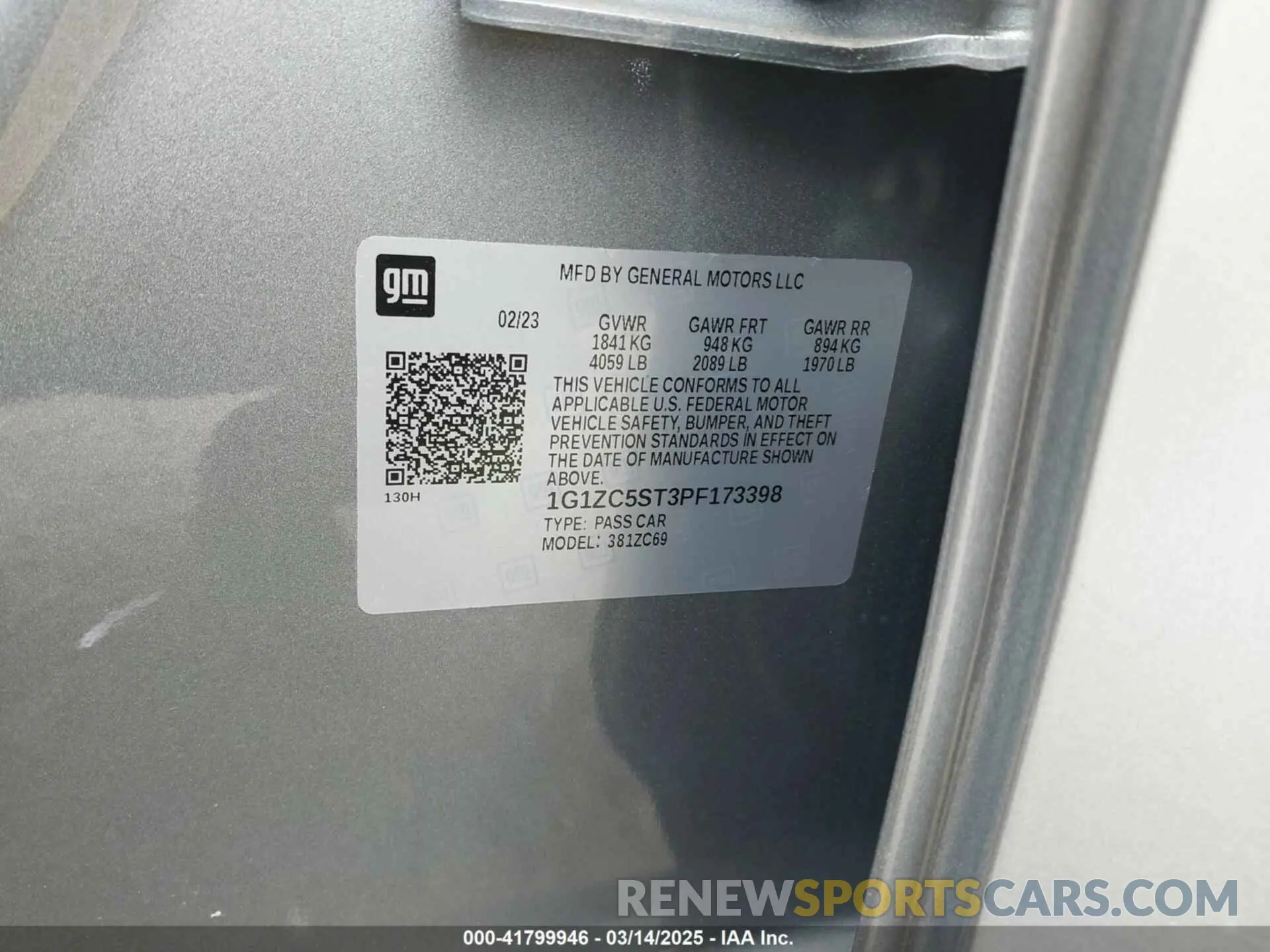 9 Фотография поврежденного автомобиля 1G1ZC5ST3PF173398 CHEVROLET MALIBU 2023