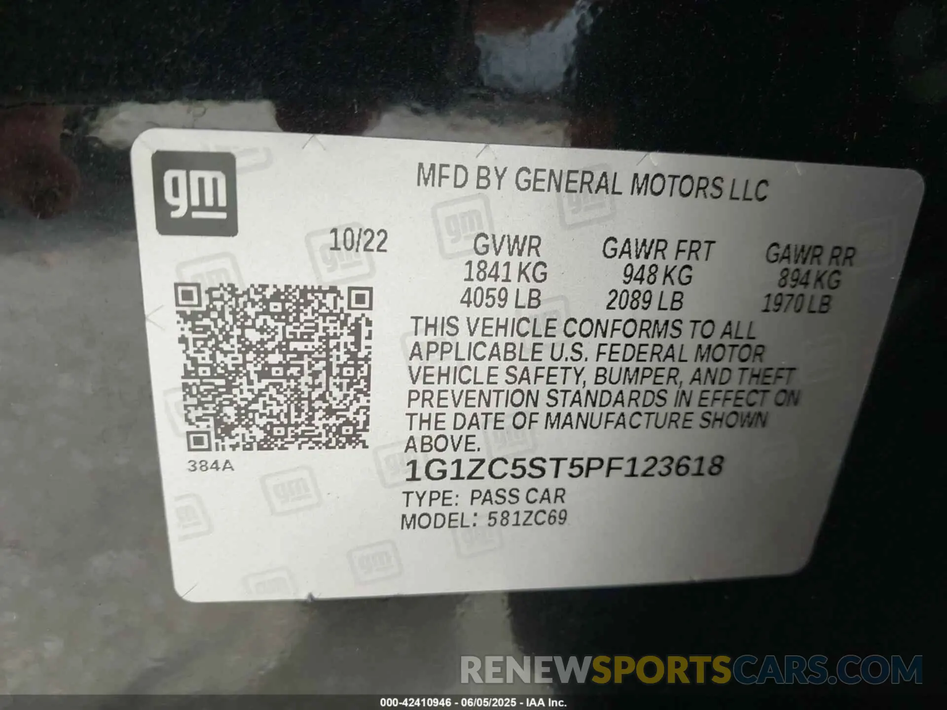 9 Photograph of a damaged car 1G1ZC5ST5PF123618 CHEVROLET MALIBU 2023