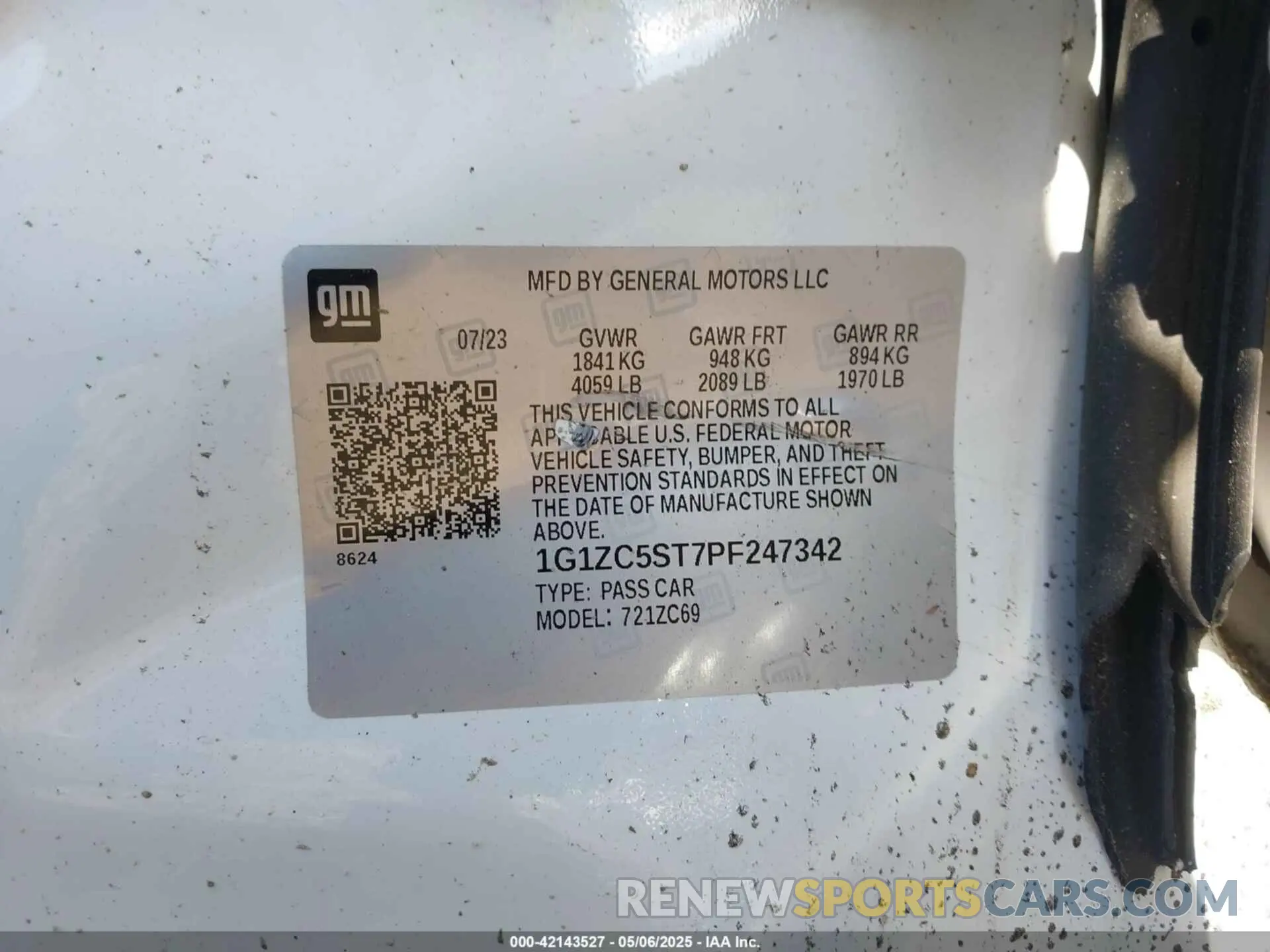9 Photograph of a damaged car 1G1ZC5ST7PF247342 CHEVROLET MALIBU 2023