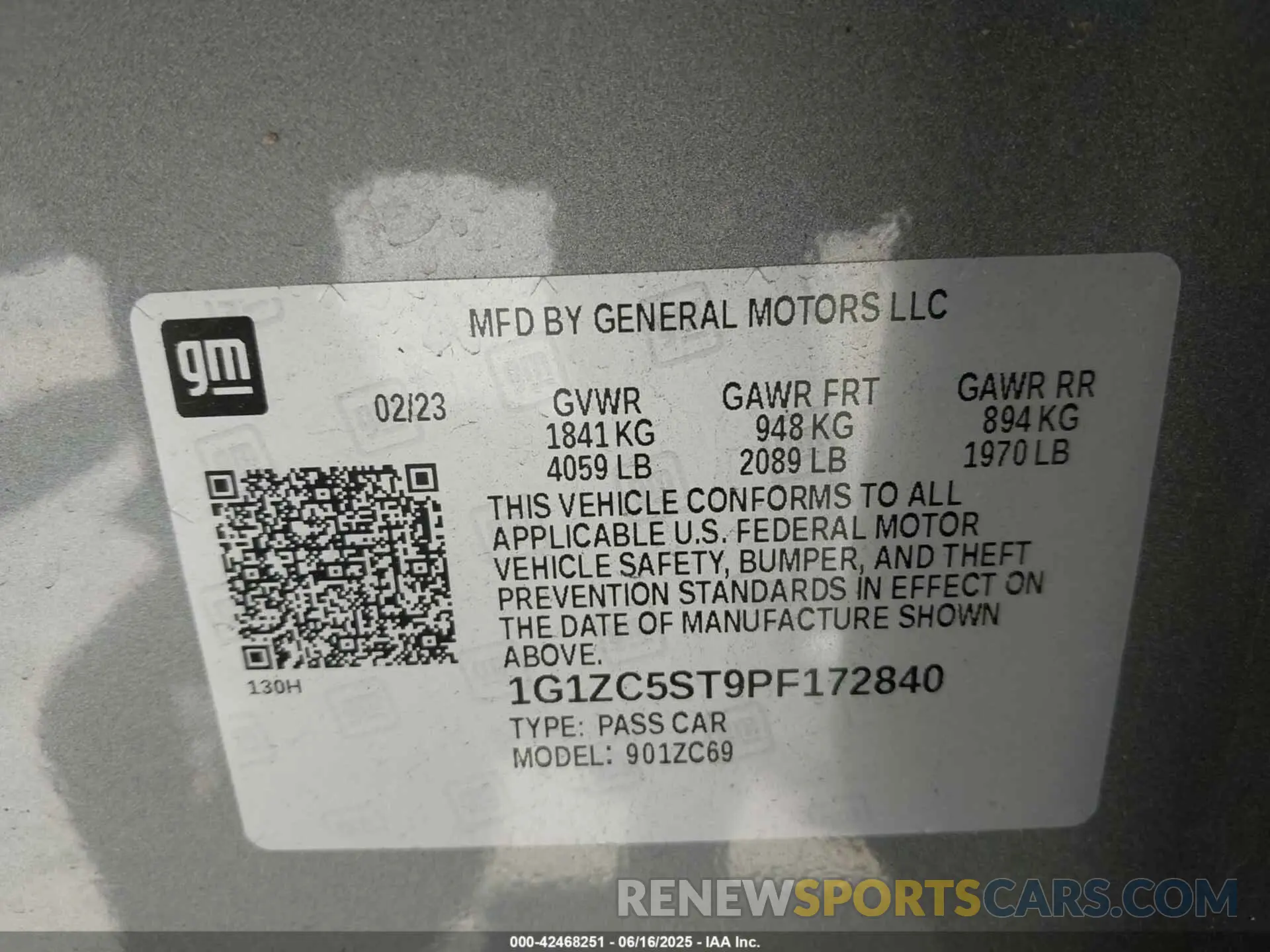 9 Photograph of a damaged car 1G1ZC5ST9PF172840 CHEVROLET MALIBU 2023