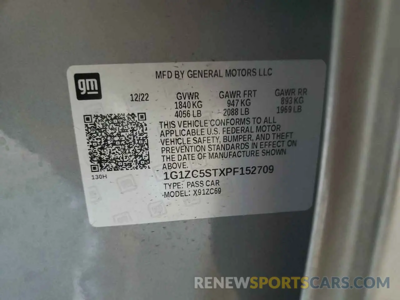 13 Photograph of a damaged car 1G1ZC5STXPF152709 CHEVROLET MALIBU 2023