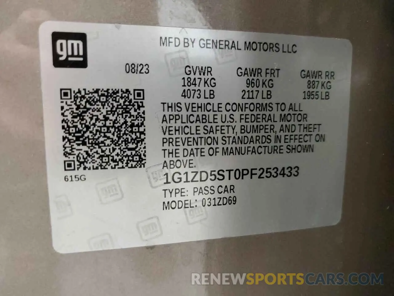 12 Photograph of a damaged car 1G1ZD5ST0PF253433 CHEVROLET MALIBU 2023