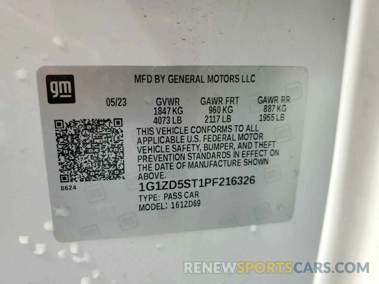 12 Фотография поврежденного автомобиля 1G1ZD5ST1PF216326 CHEVROLET MALIBU 2023