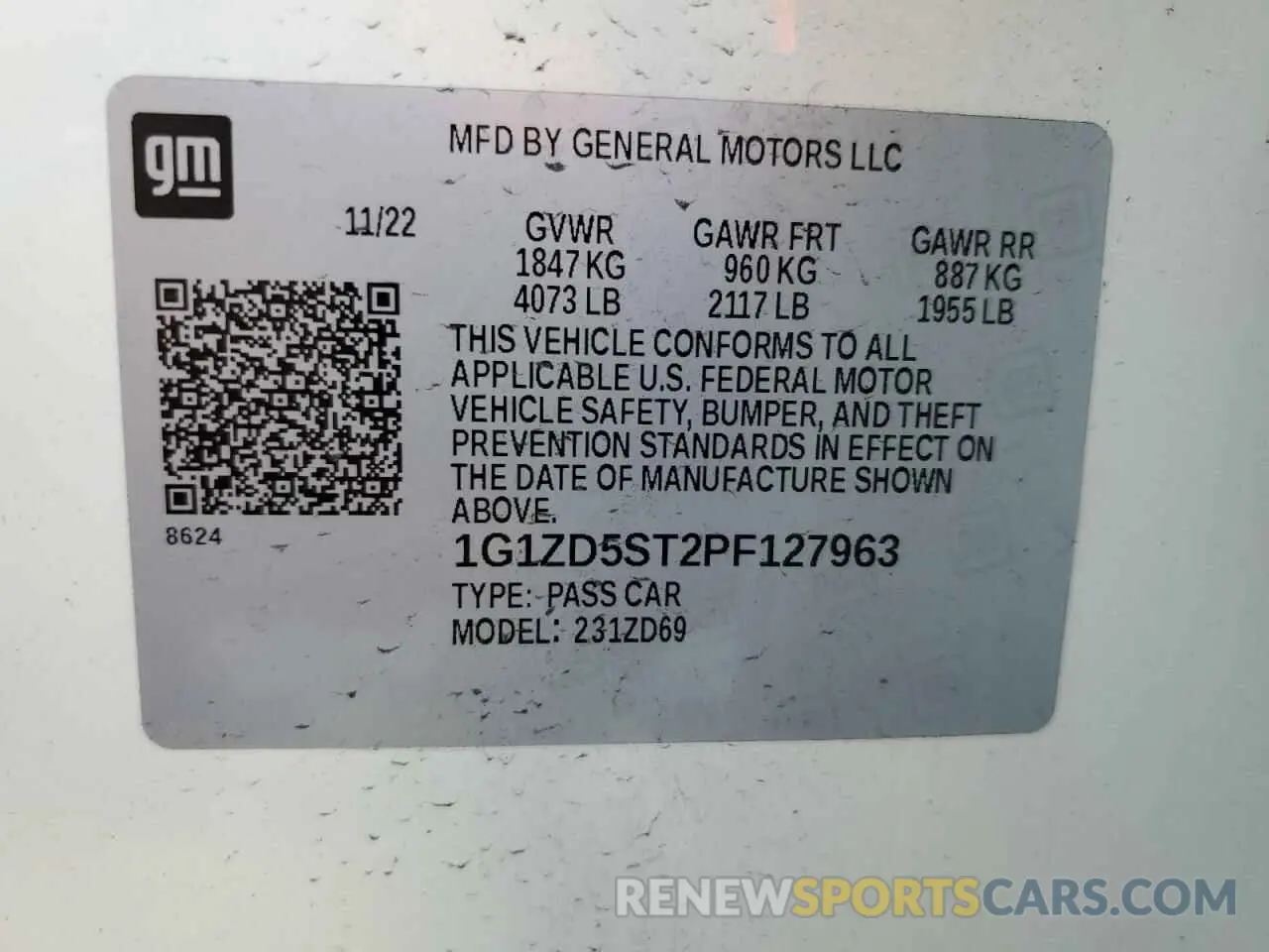 12 Photograph of a damaged car 1G1ZD5ST2PF127963 CHEVROLET MALIBU 2023