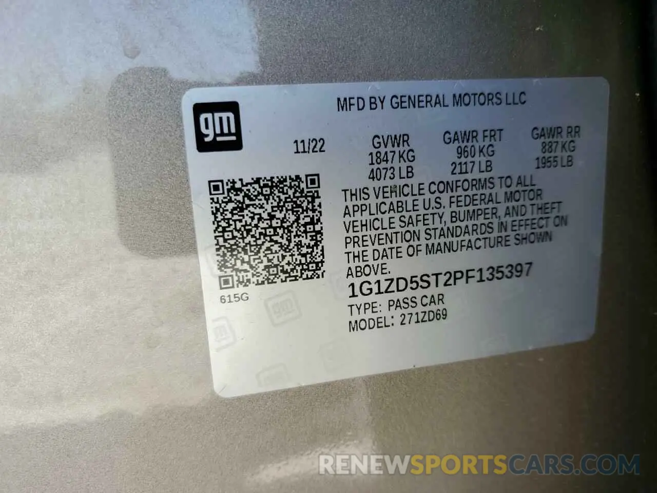 12 Фотография поврежденного автомобиля 1G1ZD5ST2PF135397 CHEVROLET MALIBU 2023