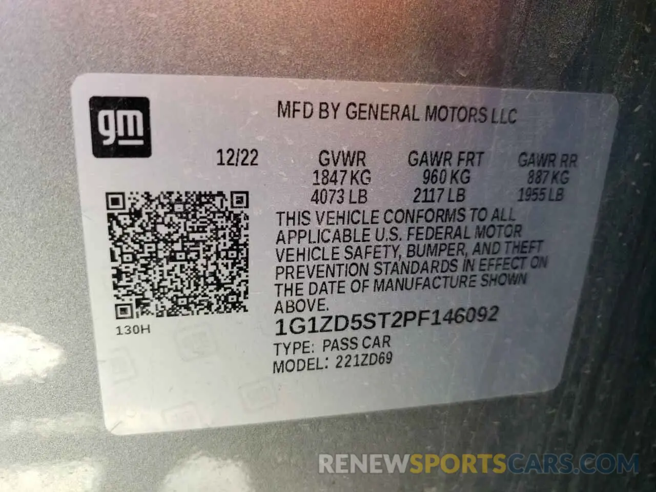 13 Photograph of a damaged car 1G1ZD5ST2PF146092 CHEVROLET MALIBU 2023