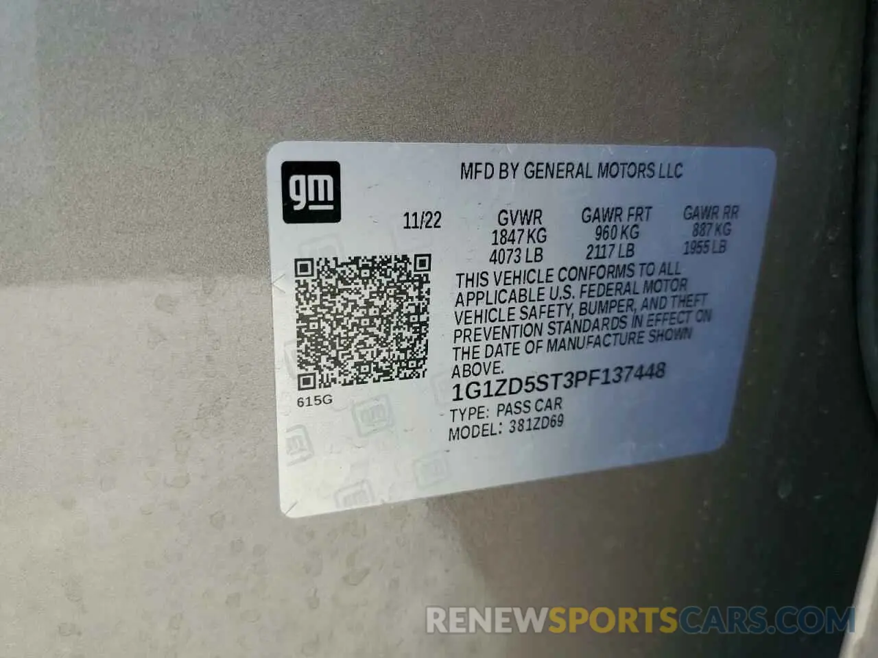 12 Photograph of a damaged car 1G1ZD5ST3PF137448 CHEVROLET MALIBU 2023