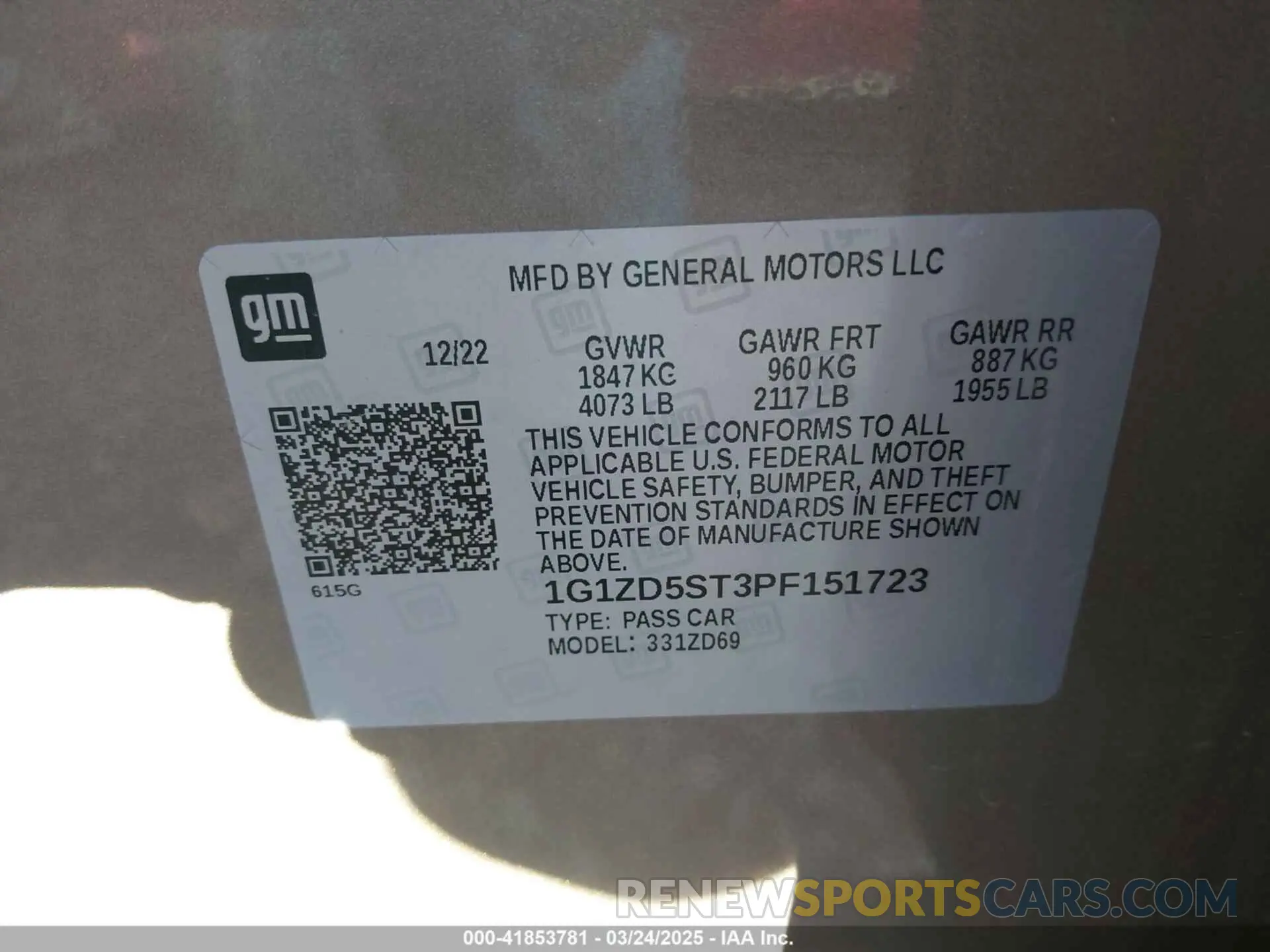 9 Photograph of a damaged car 1G1ZD5ST3PF151723 CHEVROLET MALIBU 2023