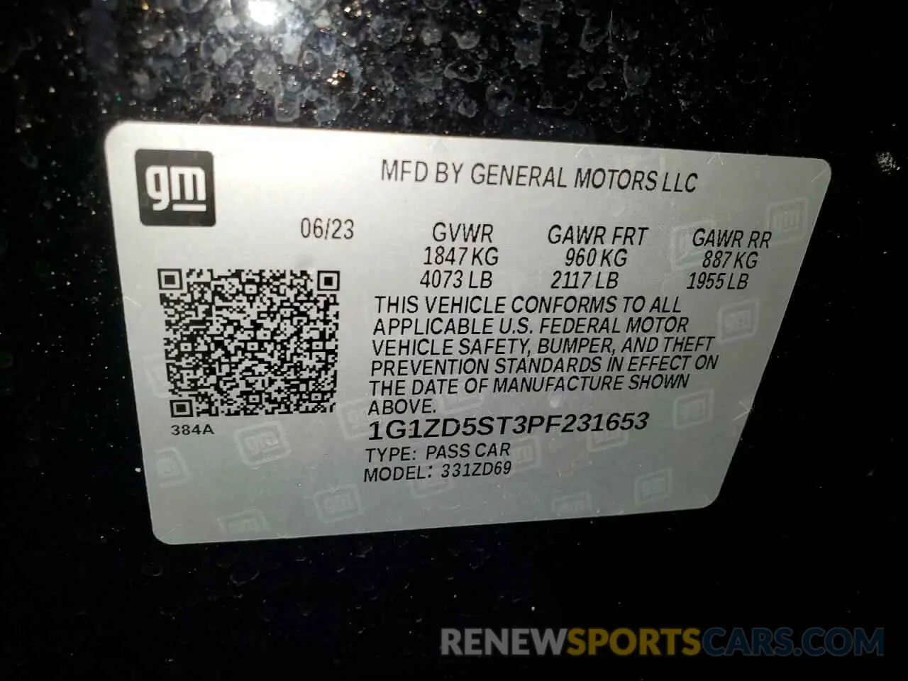 13 Photograph of a damaged car 1G1ZD5ST3PF231653 CHEVROLET MALIBU 2023