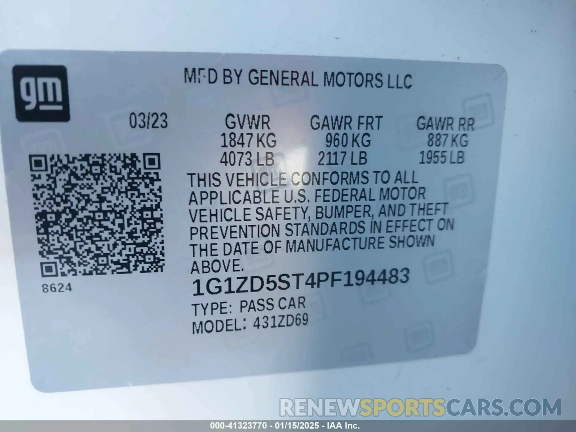 9 Photograph of a damaged car 1G1ZD5ST4PF194483 CHEVROLET MALIBU 2023