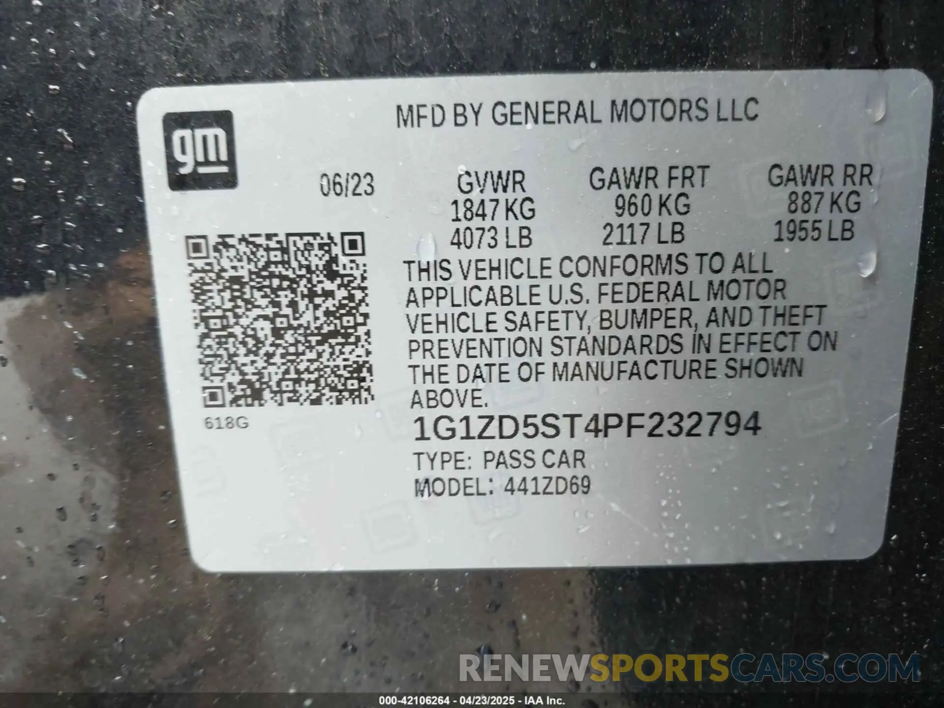 9 Фотография поврежденного автомобиля 1G1ZD5ST4PF232794 CHEVROLET MALIBU 2023