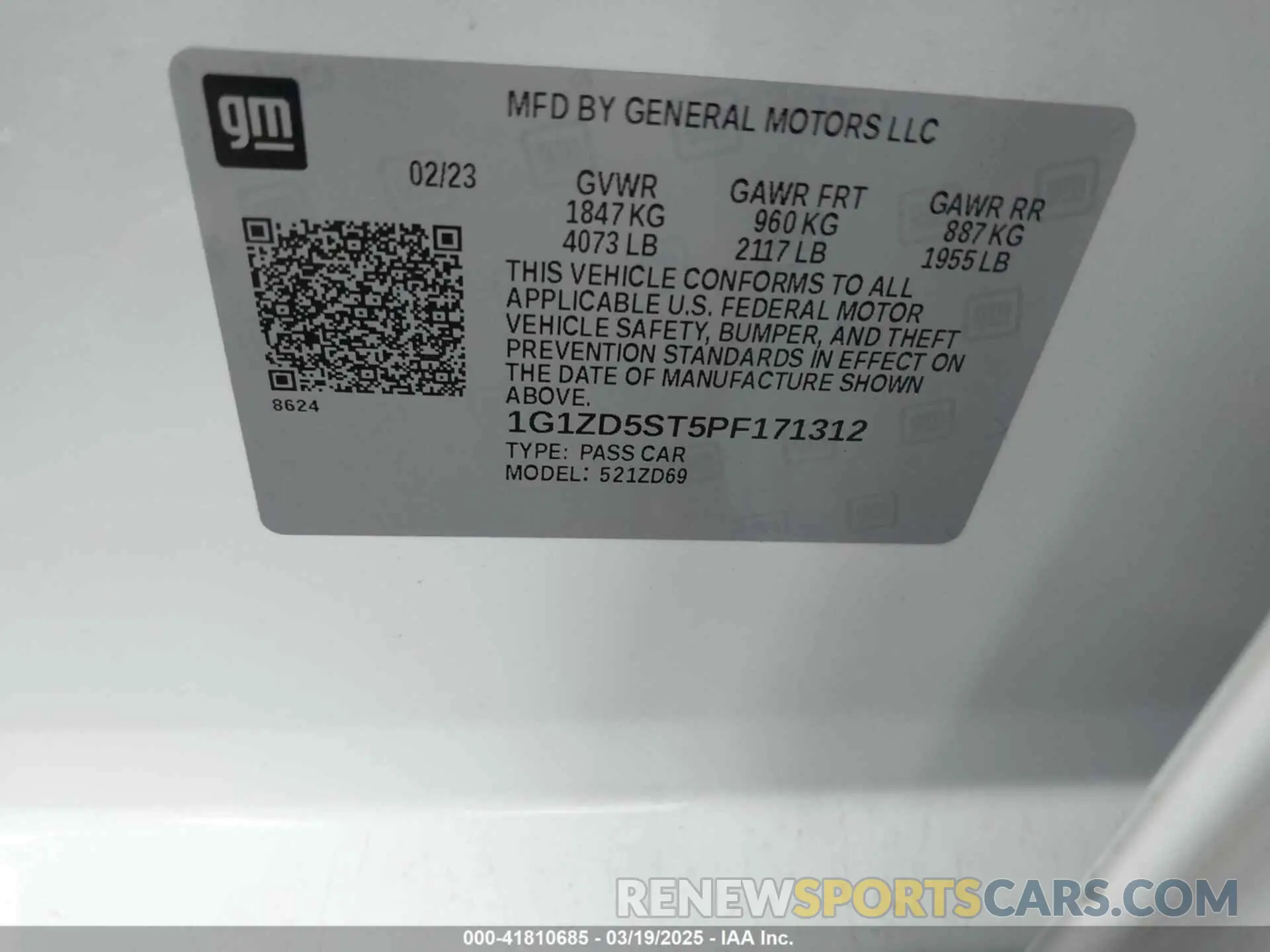 9 Photograph of a damaged car 1G1ZD5ST5PF171312 CHEVROLET MALIBU 2023