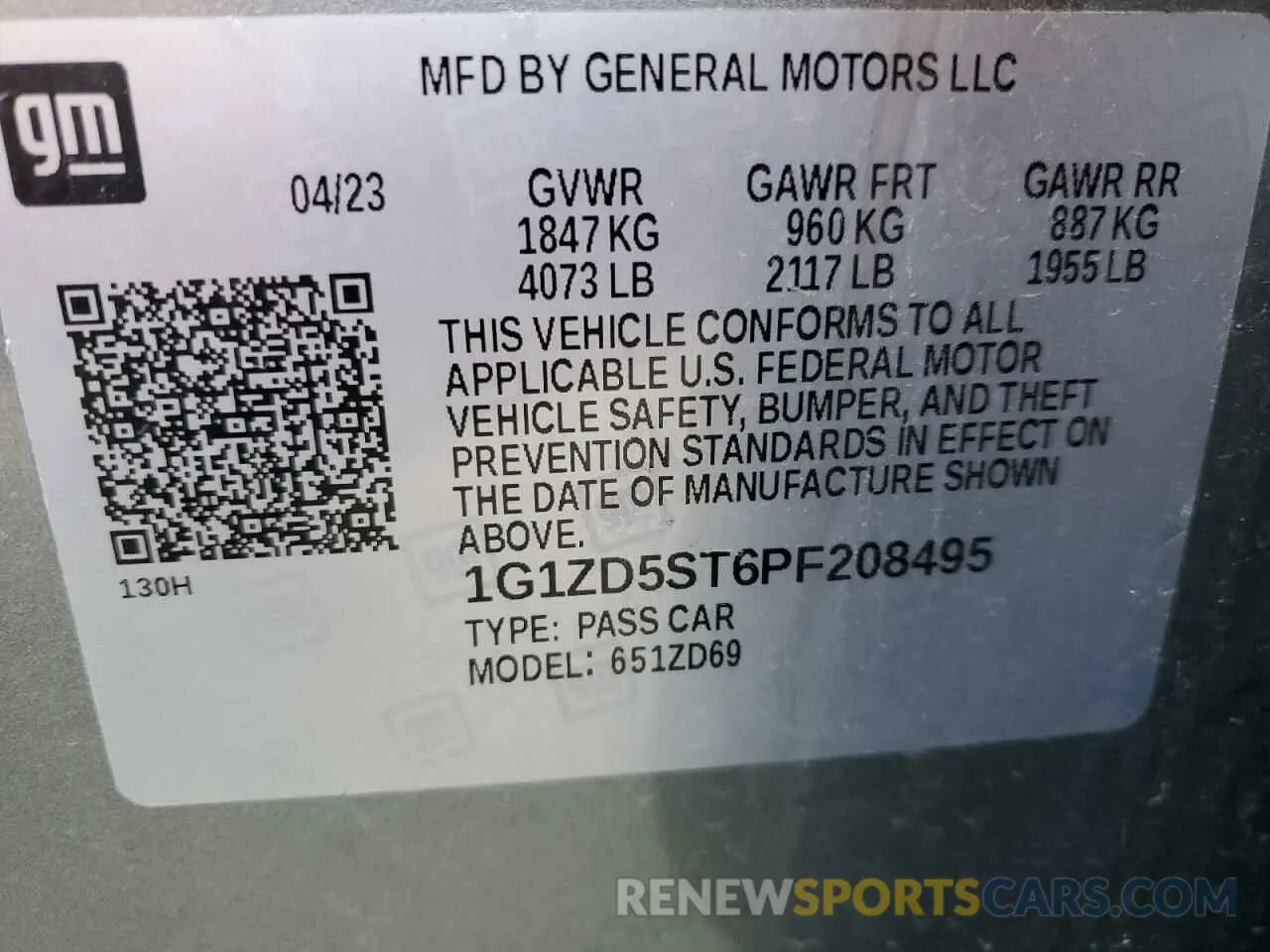 13 Фотография поврежденного автомобиля 1G1ZD5ST6PF208495 CHEVROLET MALIBU 2023
